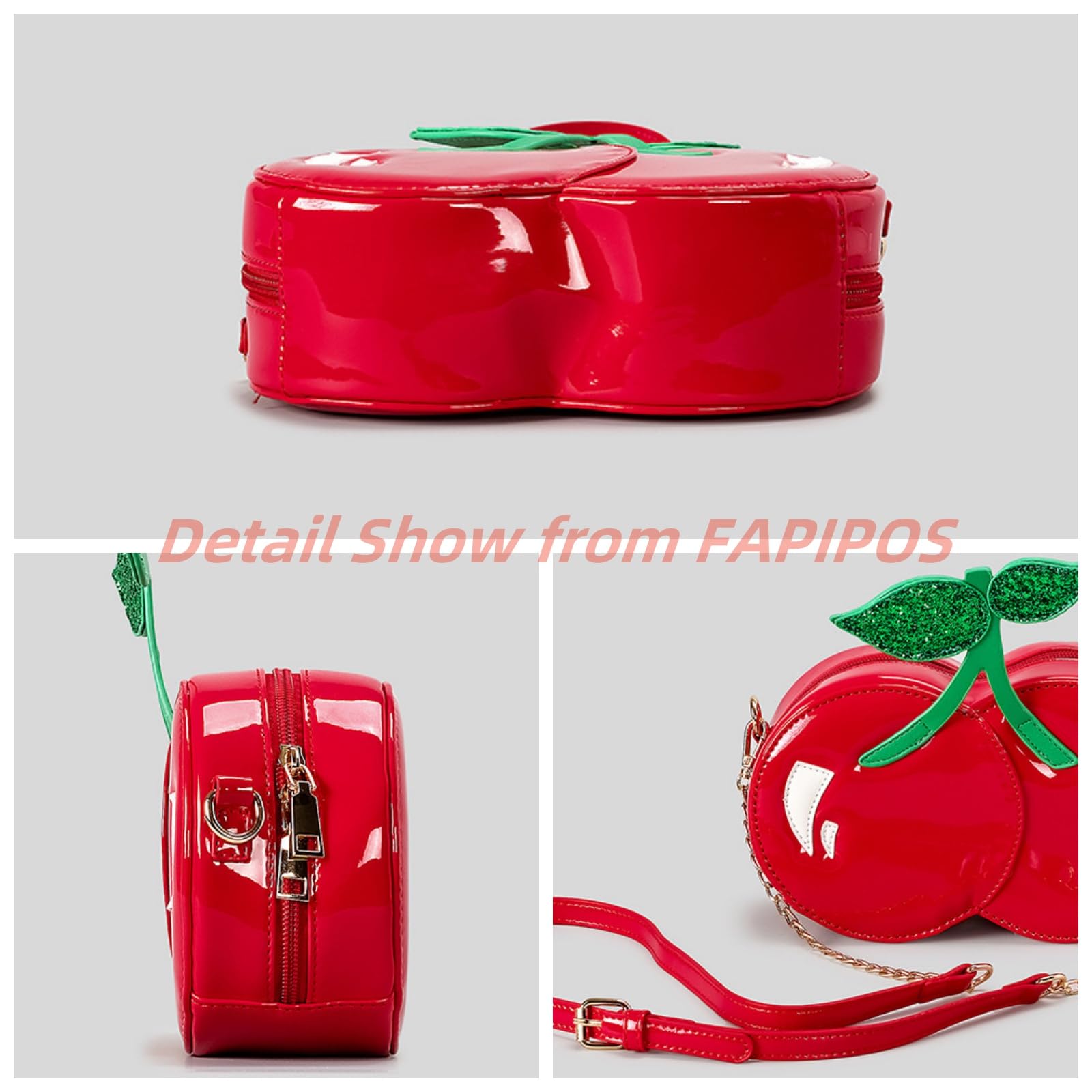 Stylish Novelty Handbags - Fun Cherry Shaped Purse with Chain Strap & Glitter Details | Perfect for Parties, Cosplay & Unique Fashion Statements