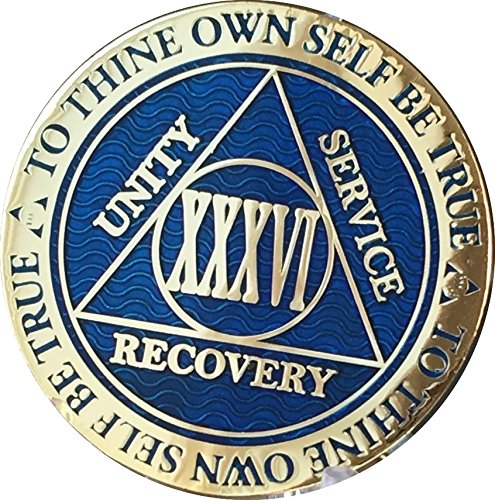36 Year Sobriety Chip - Gold Plated AA Medallion for Alcoholics Anonymous Recovery | Commemorative Token for Milestone Celebrations & 12-Step Programs