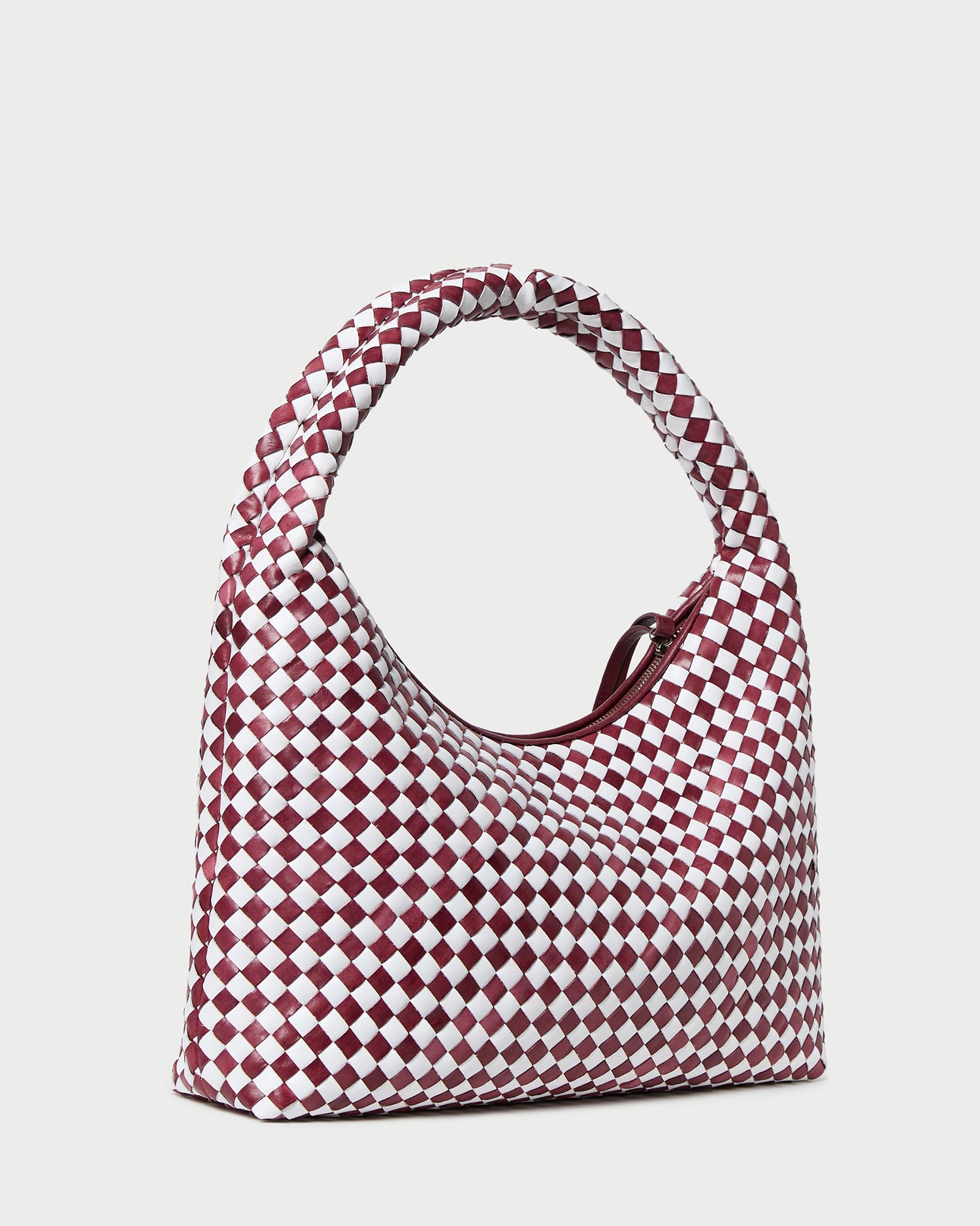 Willow Maroon and White Woven Hobo Handbag for Women - Stylish Crossbody Purse for Work, Travel & Everyday Use