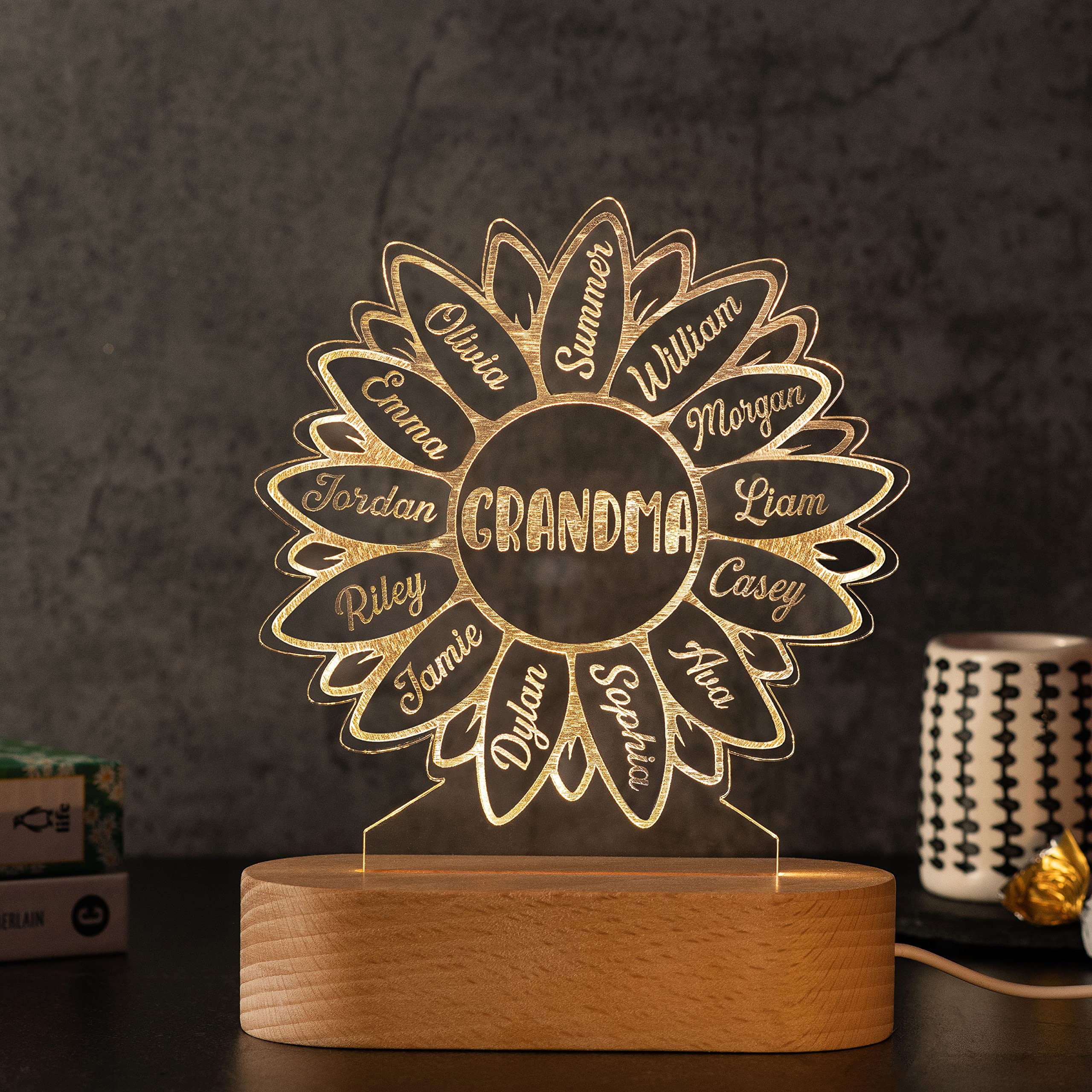 Sunflower Gifts for Grandma - Personalized Mother's Day & Birthday Presents for Mimi, Nana & Mom - 50th, 60th, 70th, 80th Birthday Gift Ideas - Perfect for Home Decor, Special Occasions & Heartwarming Surprises
