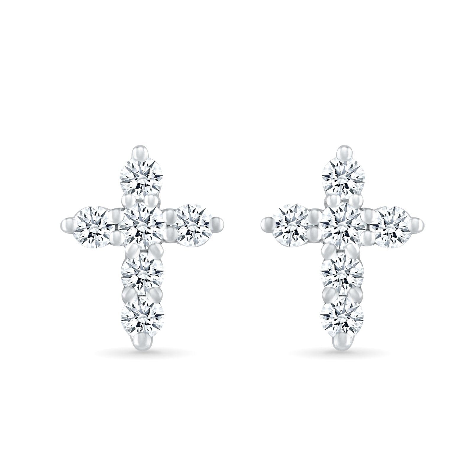 10k Yellow Gold Diamond Cross Earrings for Women - Elegant Religious Jewelry Gift for Church, Weddings & Special Occasions