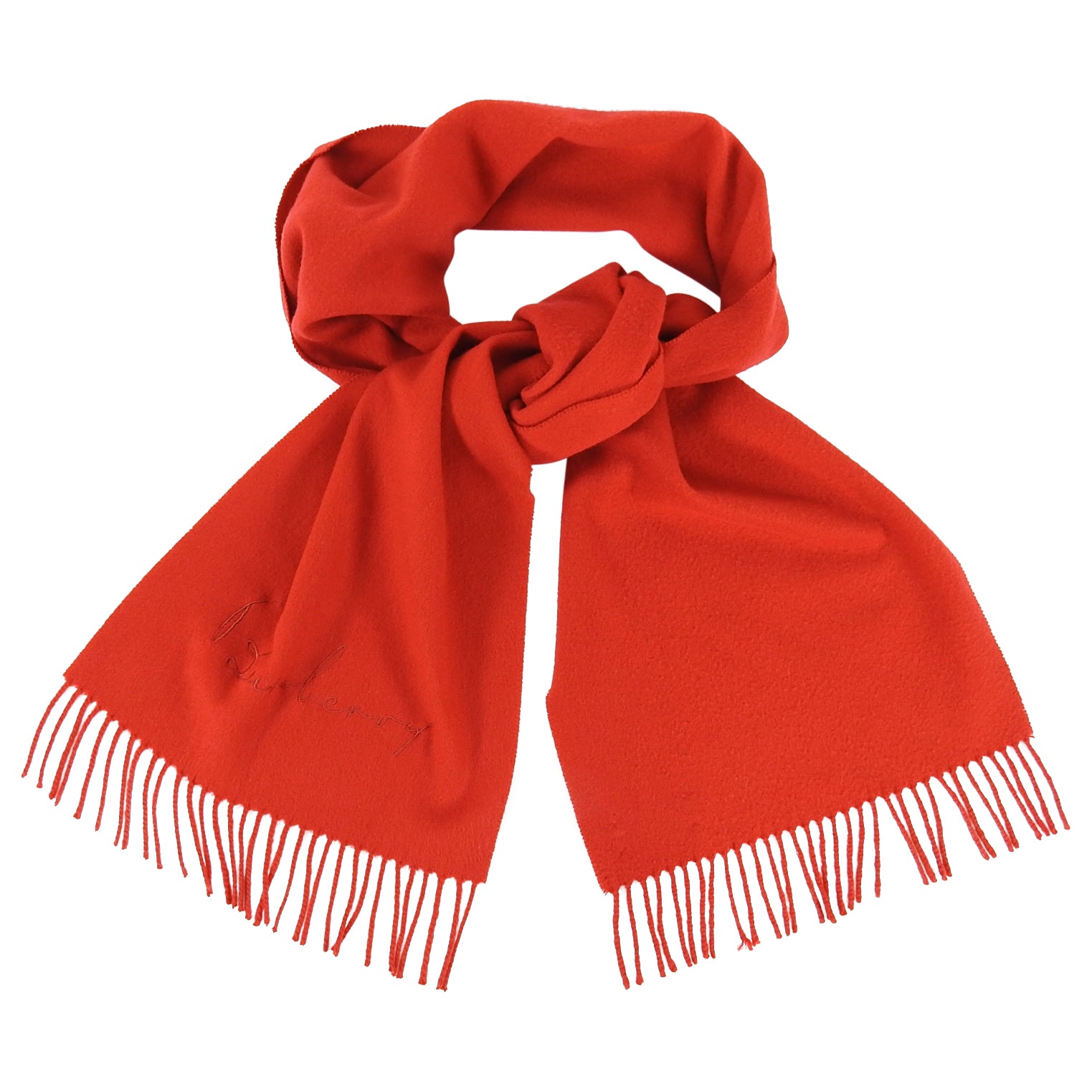 Burberry Red Embroidered Logo 100% Cashmere Long Scarf - Luxury Winter Wrap for Women & Men, Perfect for Cold Weather, Office, and Travel Accessories