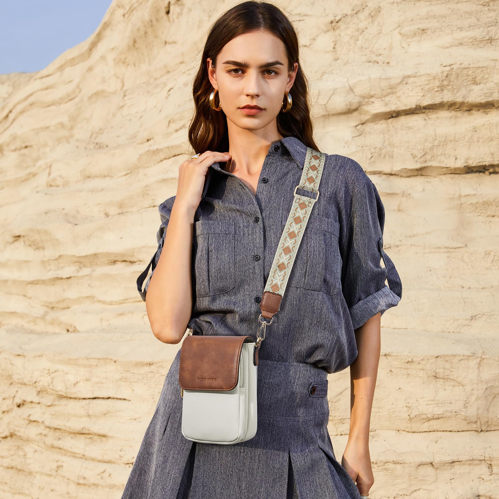 BOSTANTEN Women's Small Crossbody Bag Leather Phone Purse with Card Slots - Stylish Wallet Handbag for Everyday Use, Travel & Shopping