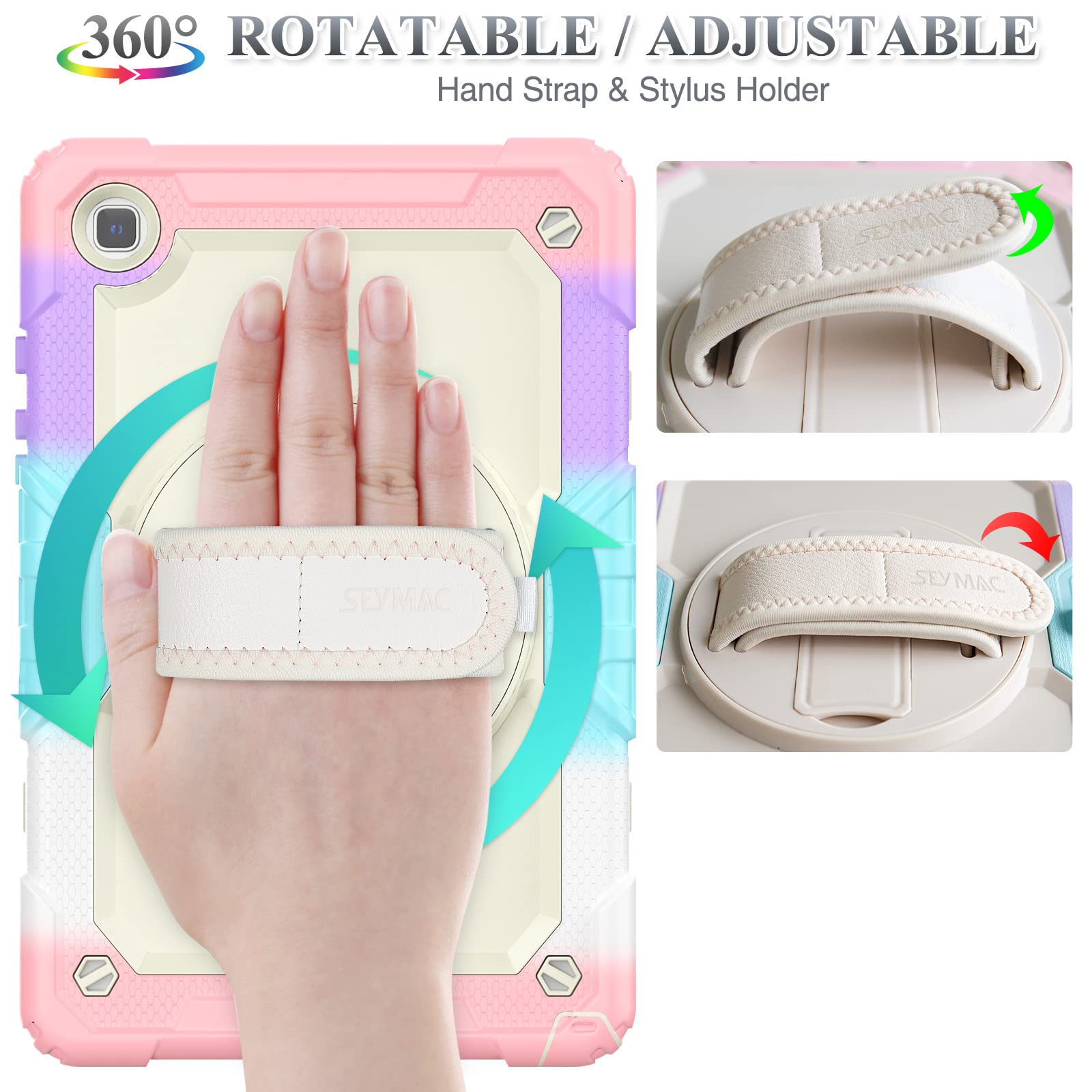 SEYMAC 360° Rotating Stand Case with Screen Protector & Pencil Holder for Samsung Galaxy Tab A7 Lite 8.7