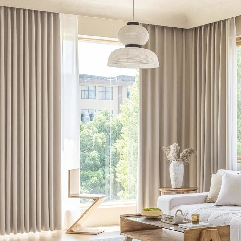 Natalie Chenille Crinkled Minimalist Room Darkening Custom Curtains - Blackout Window Drapes for Bedroom, Living Room & Home Decor