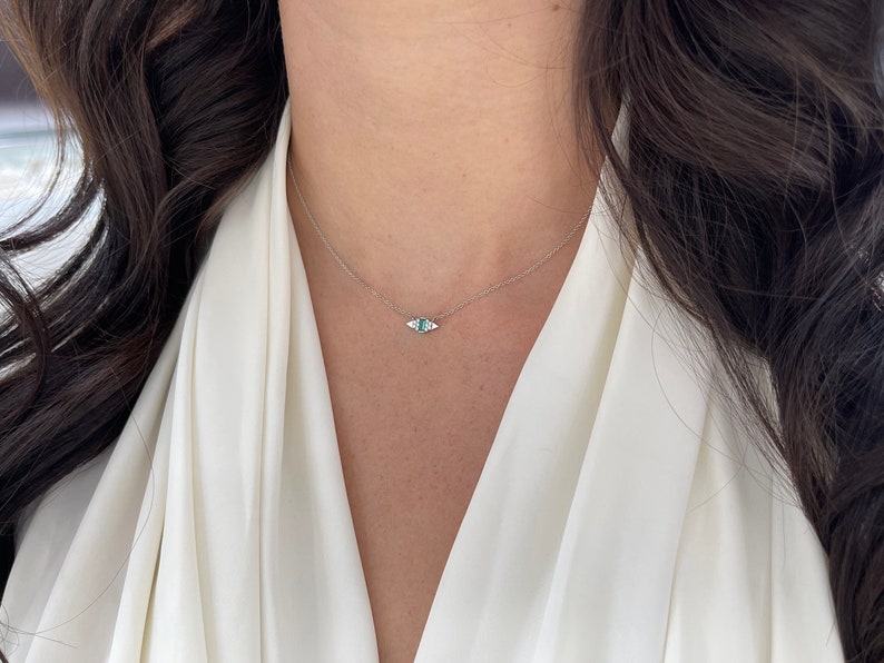 0.28tcw Natural Emerald Cut Diamond Accent Petite Necklace 14K Gold - Elegant Dainty Jewelry for Women, Perfect for Everyday Wear, Anniversary Gifts & Special Occasions