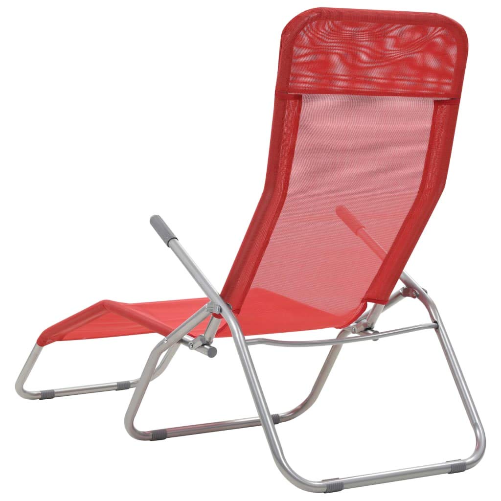 2pcs Blue Textilene Folding Sun Loungers - Portable Garden Recliner Chairs for Backyard, Patio & Poolside | Outdoor Lounge Beds for Relaxing, Sunbathing & Courtyard Use