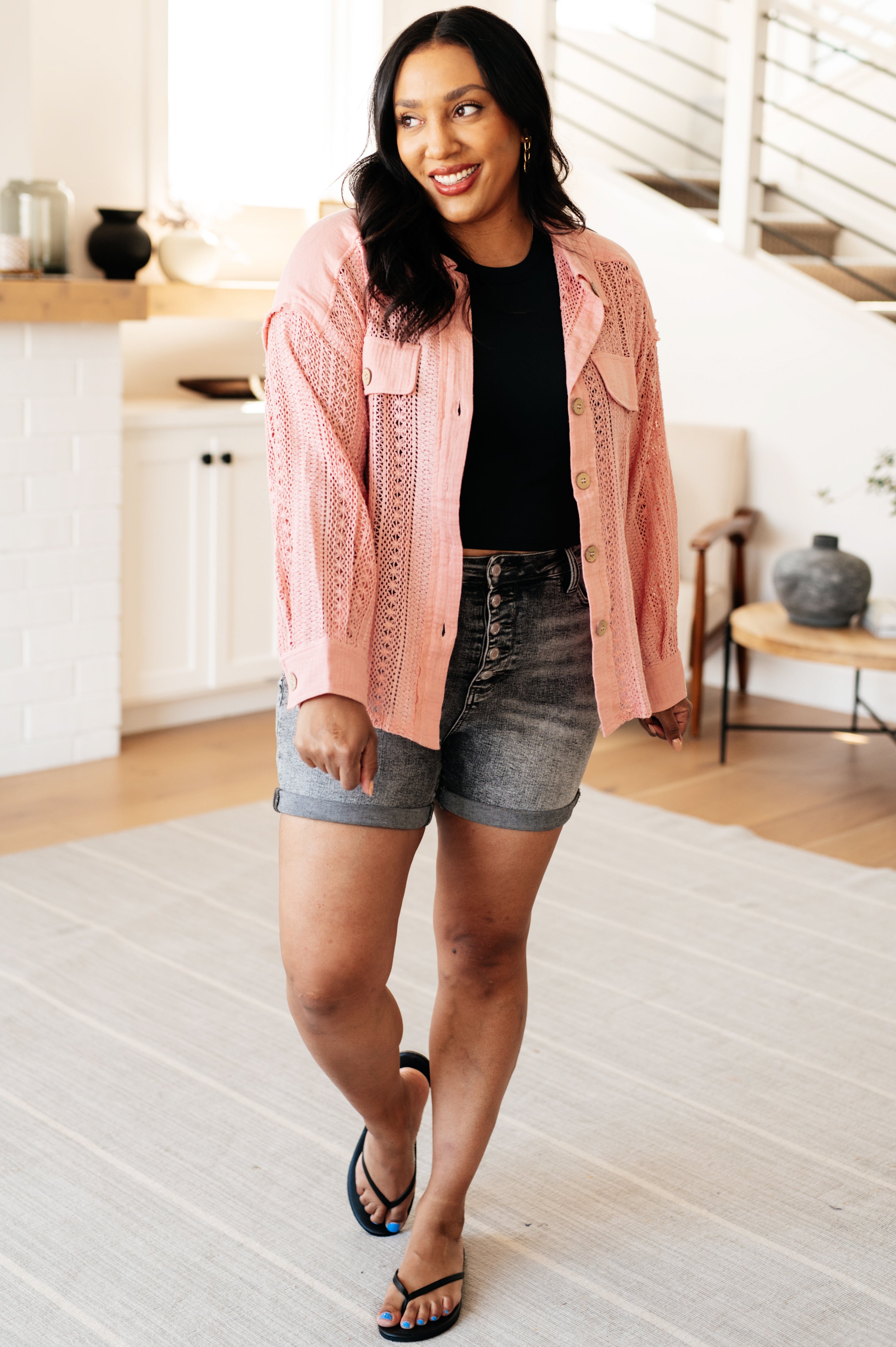 Elegant Rose Lace Button Down Blouse for Women - Perfect for Office, Date Night & Special Occasions