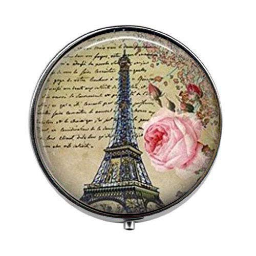 KWYUT Love Paris Eiffel Tower Romantic Art Photo Pill Box - 3 Compartment Glass Candy Storage Container for Jewelry, Vitamins & Travel Essentials - Perfect Gift for Couples & Home Decor
