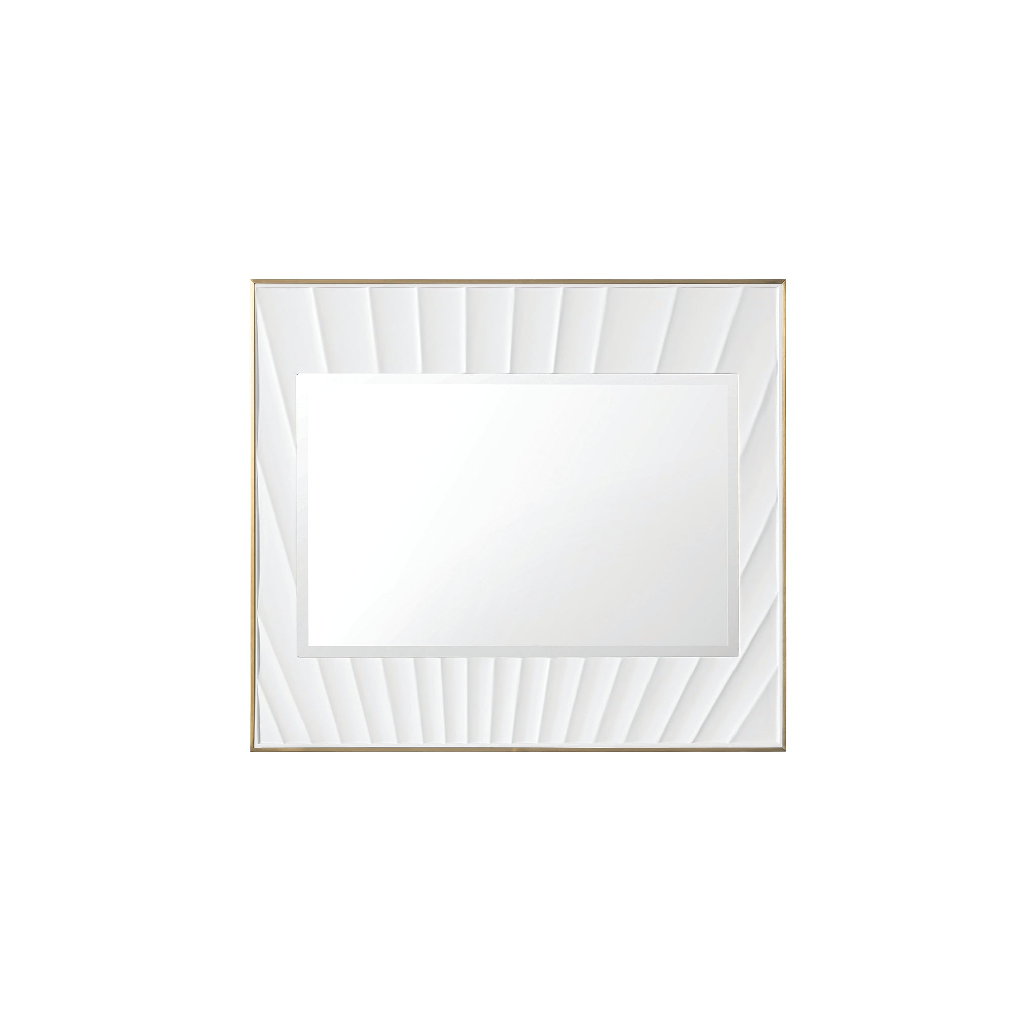 Soleil 36 Inch Round Wall Mirror - Matte White Frame with Gold Accents for Living Room, Bedroom & Bathroom Decor