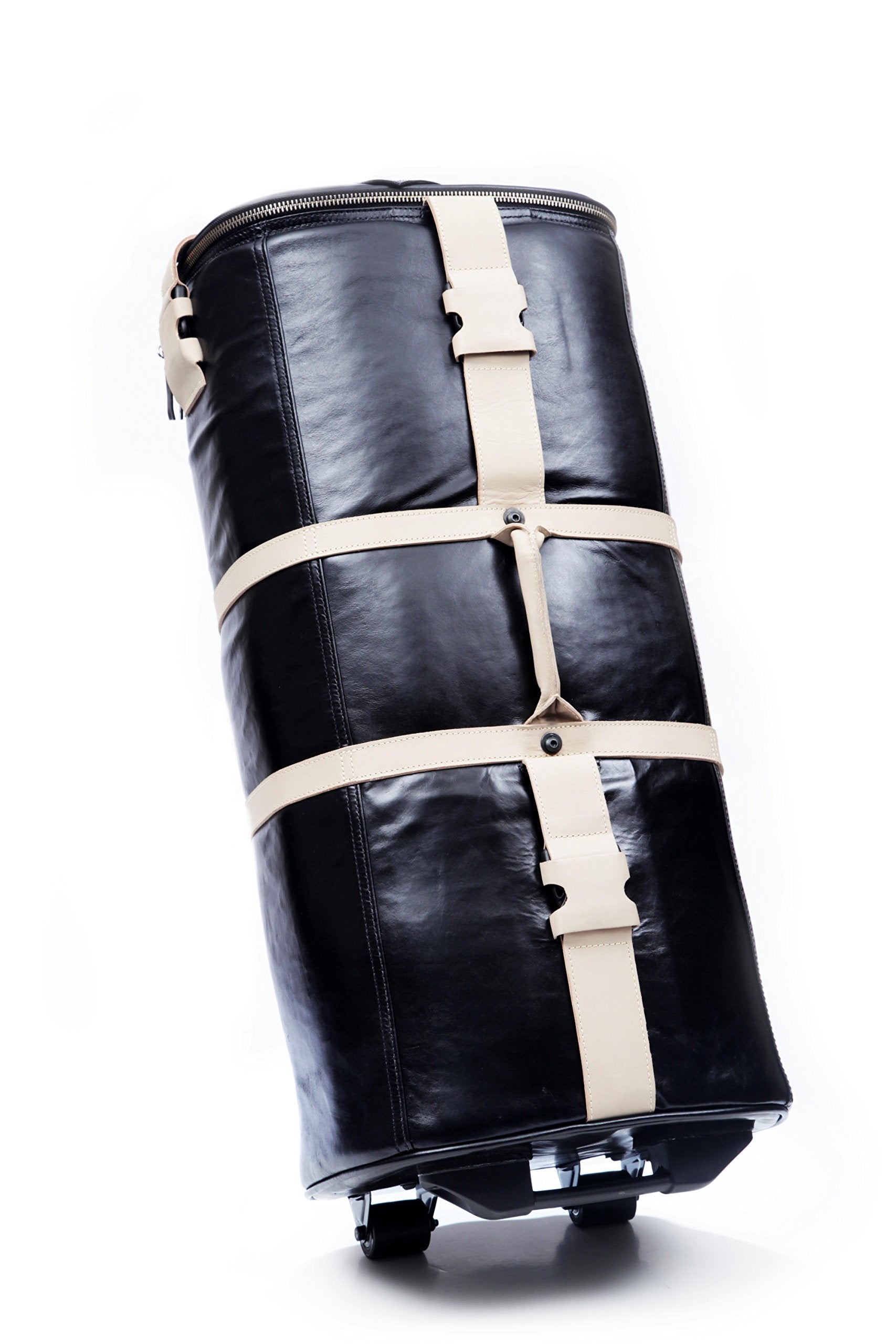 12 Bottles Leather Wine Carrier Travel Bag (Black & Tan) - Perfect for Wine Tours, Gifts & Airplane Travel Accessories