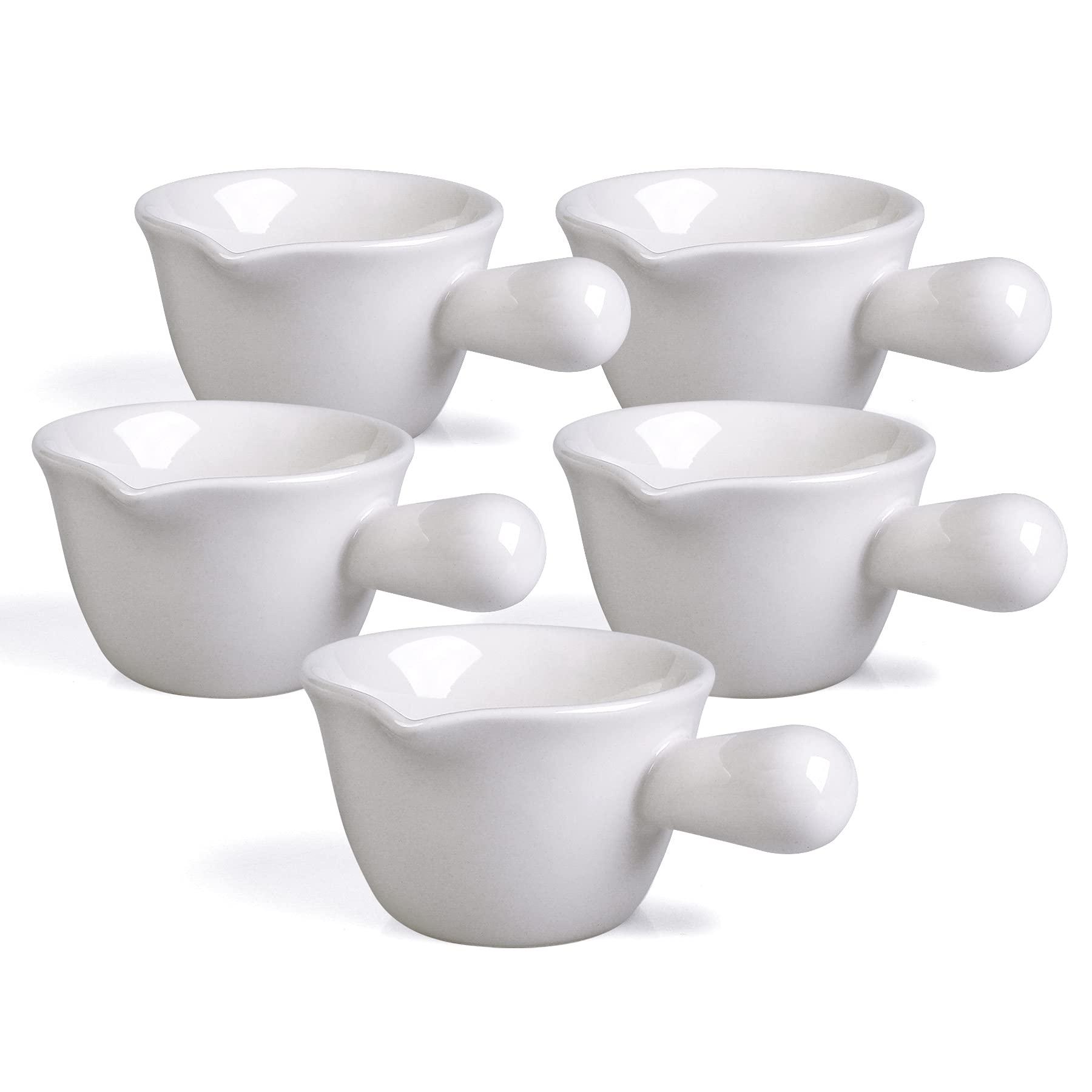 5-Piece Small White Ceramic Serving Bowls Set - 2oz Mini Sauce Bowls with Handles for Dips, Condiments & Desserts - Perfect for Parties, Restaurants & Home Entertaining