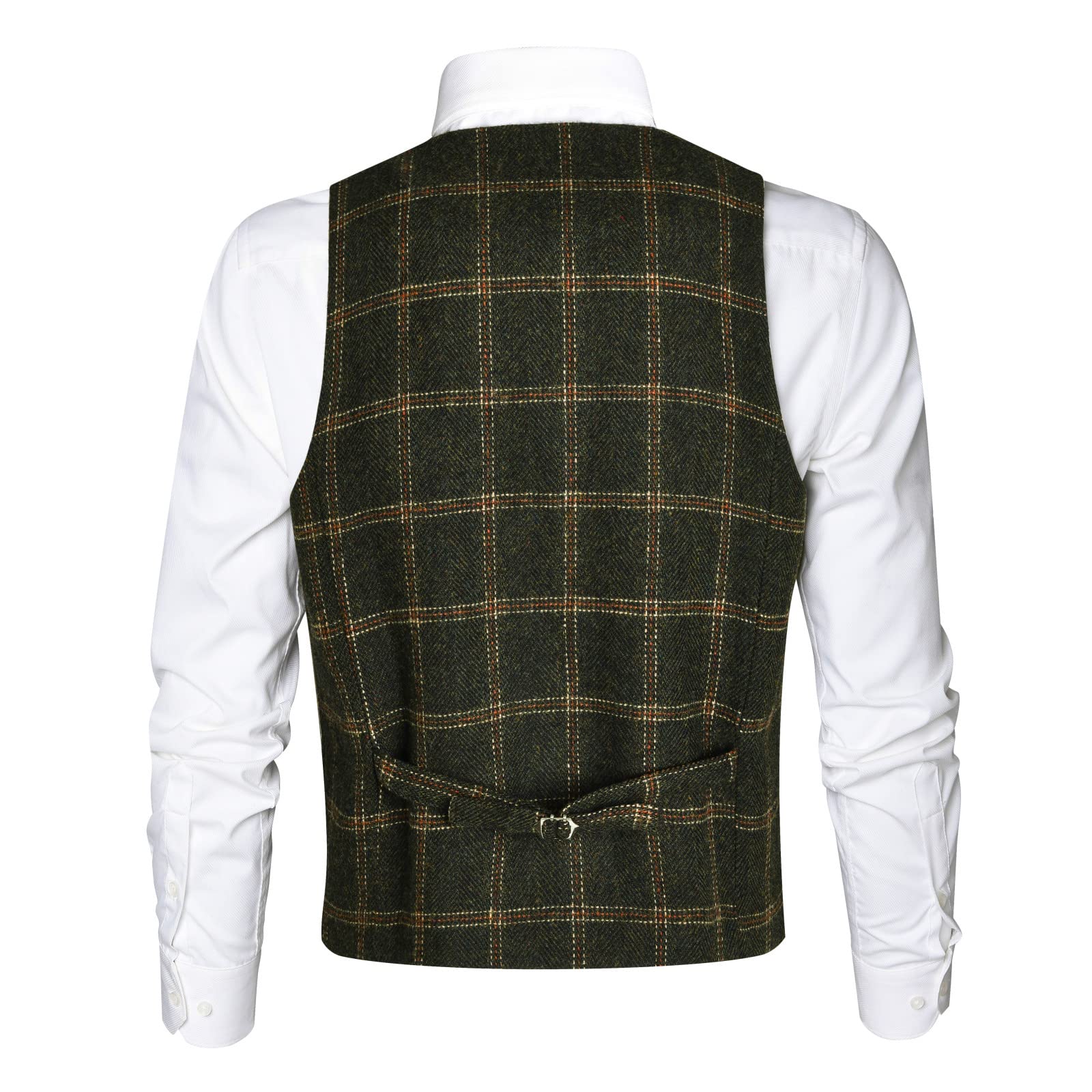 VOBOOM Men's Slim Fit Herringbone Tweed Suit Vest - Premium Wool Blend Waistcoat for Business, Wedding & Formal Occasions