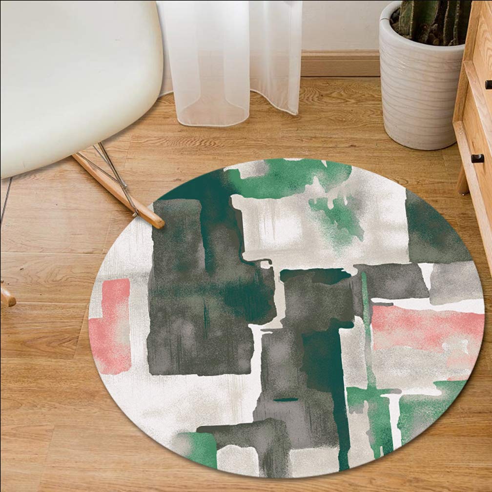 MOXIC Modern Abstract Round Area Rug - Soft Non-Slip Washable Carpet for Living Room, Bedroom, Nursery & Bathroom - 3.3' X 3.3' Nordic Style Circular Rug for Kids Crawling, Home Decor & Floor Mat