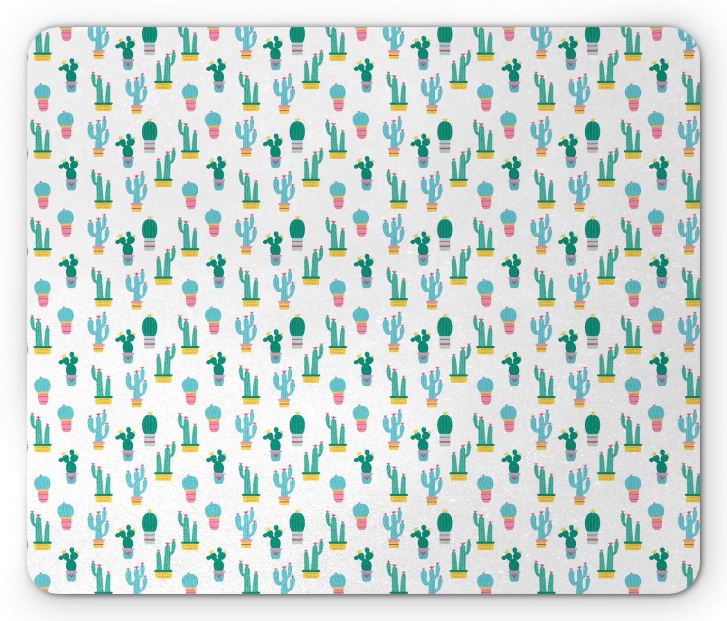 Ambesonne Cactus Mouse Pad - Non-Slip Rubber Gaming Mousepad with Cartoon Prickle Plant Design, Standard Size Rectangle Desk Mat for Office & Home Computer Use