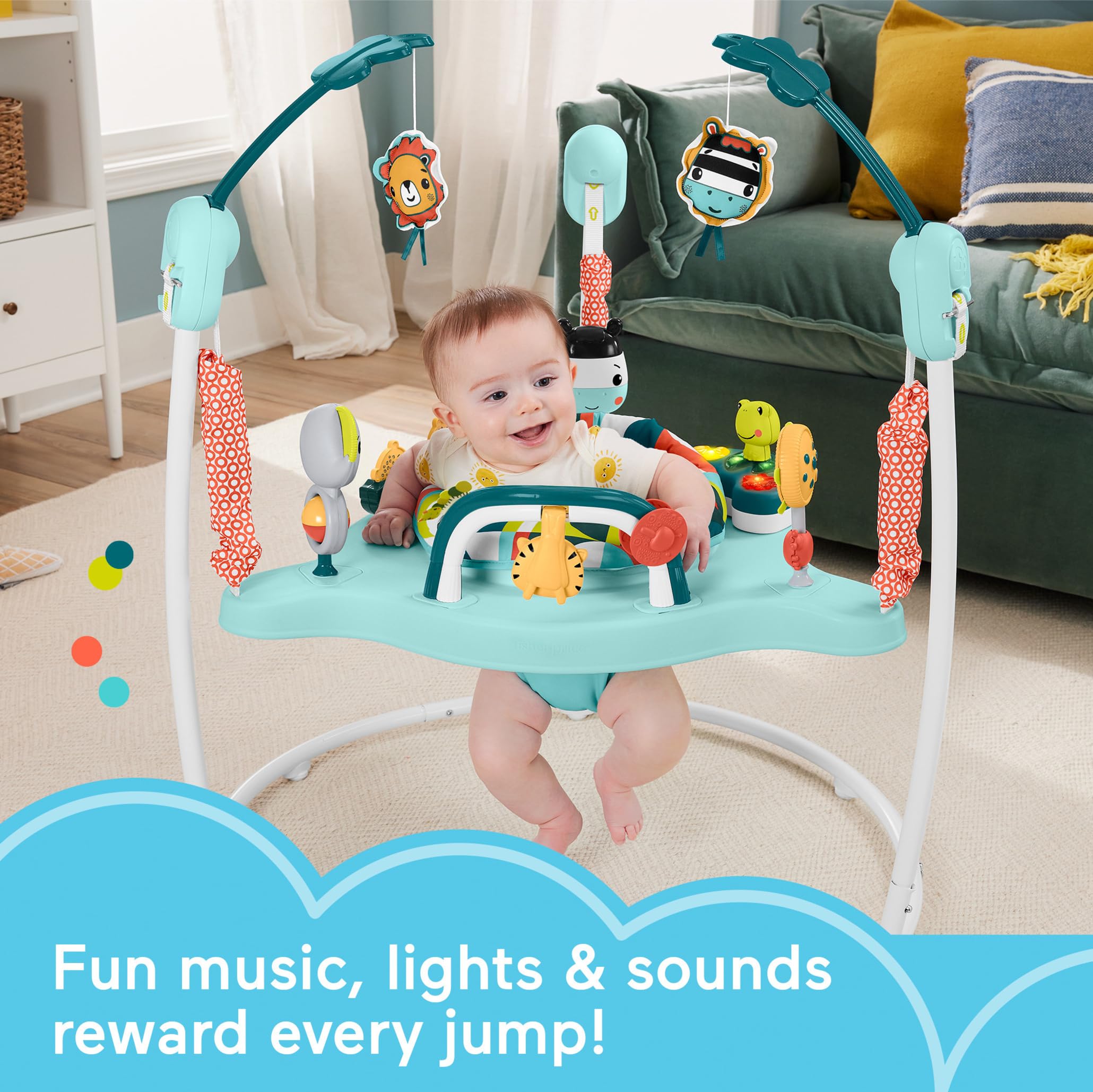 Fisher-Price Baby Bouncer Jumperoo Activity Center with Music, Lights, Sounds & Developmental Toys - Interactive Play Gym for Infants & Toddlers - Perfect for Playtime, Learning & Motor Skills Development