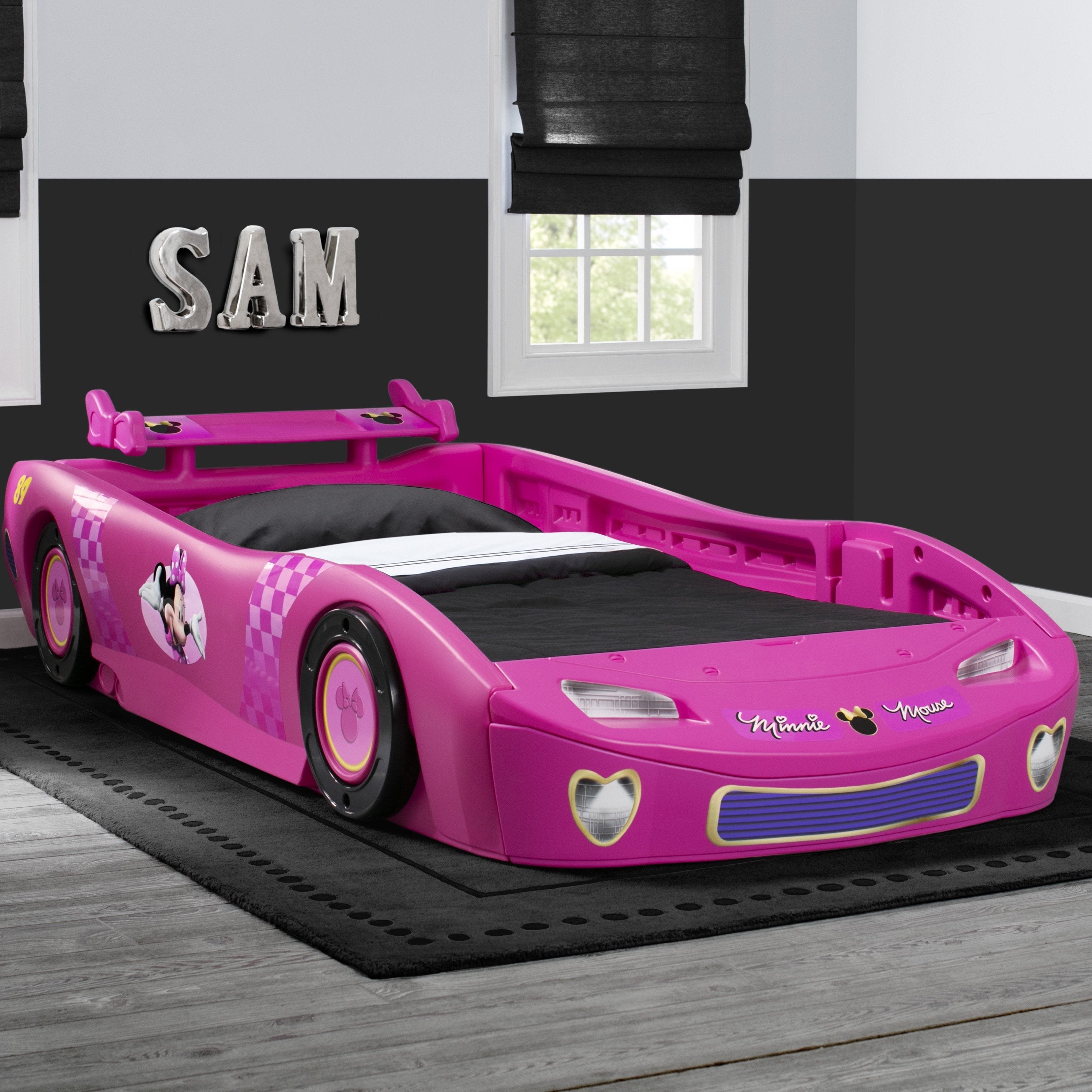 Minnie Mouse Twin Bed for Kids - Disney Princess Themed Car-Shaped Bed for Girls' Room Decor - Perfect for Toddler Bedrooms, Playrooms, and Disney-Themed Nurseries