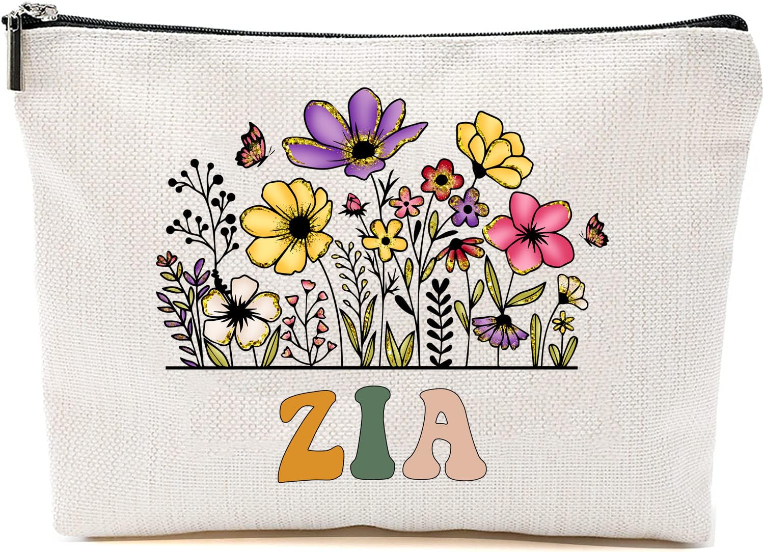 Zia Wildflowers Makeup Bag for Women - Floral Cosmetic Travel Bag - Perfect Gift for Mother's Day, Birthday & Travel - Cute Organizer for Toiletries, Cosmetics & Essentials