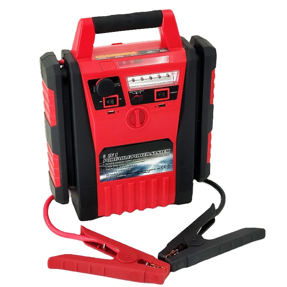 SCIDS 1400A Peak Car Jump Starter - 12V Portable Battery Booster for Gas & Diesel Engines (Up to 6L Diesel/3L Gas) with LED Light, USB Charging & 100PSL Air Pump | Emergency Roadside Assistance, Camping Power Supply, Vehicle Maintenance