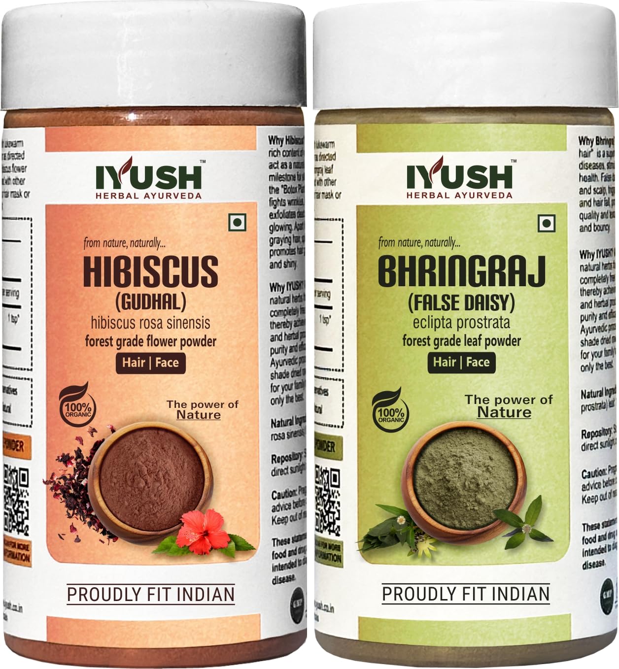 Bhringraj & Hibiscus Hair Growth Powder – 200g Ayurvedic Herbal Treatment for Dry, Frizzy Hair | Natural Hair Mask for Volume & Strength | 100g Each | Perfect for DIY Hair Care & Scalp Treatments at Home
