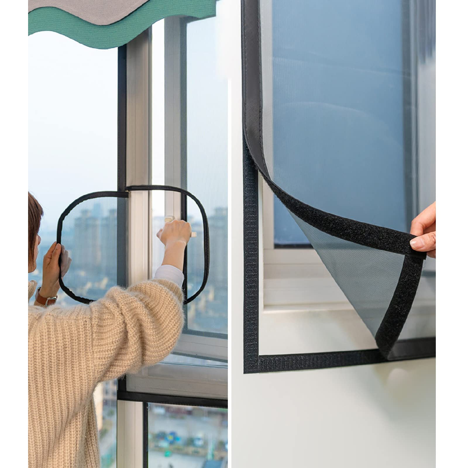Zhangqingxiu Fiberglass Fly Screens for Windows - Invisible, Pull-Resistant & Heat-Resistant Mesh Screen - Customizable Size (43 Options) - Easy DIY Installation - Perfect for Home, Office & Patio Bug Protection