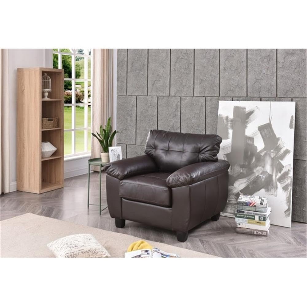 Premium Faux Leather Accent Chair in Cappuccino Brown - Modern Living Room Seating for Home Office, Lounge & Reading Nook