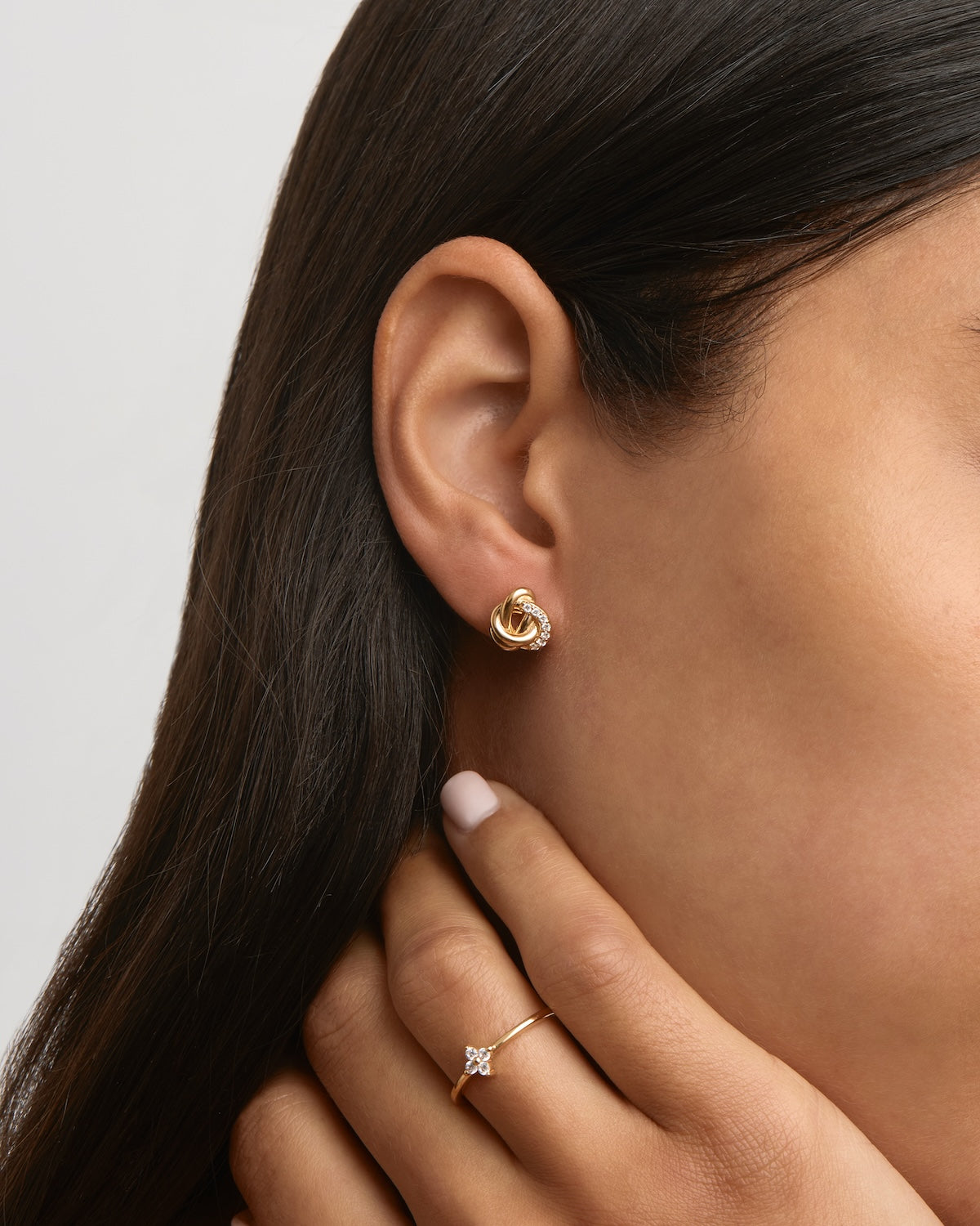 18K Gold Vermeil Endless Knot Lab Grown Diamond Earrings for Women - Dainty Stud Earrings for Everyday Wear, Gift for Anniversary & Valentine's Day
