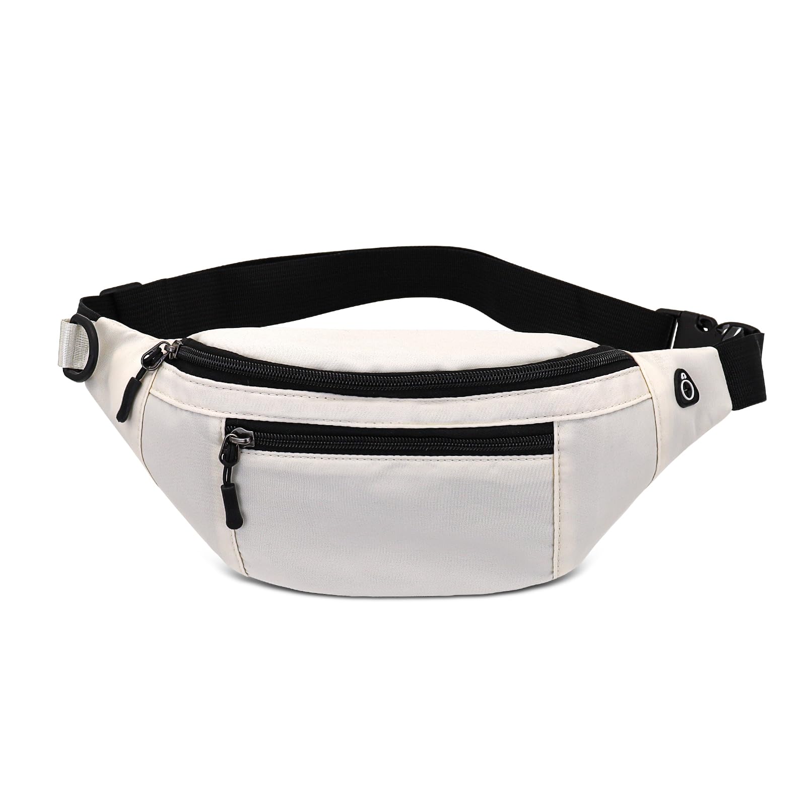 Waterproof Fanny Pack for Men & Women - Adjustable Waist Bag with Multi-Pockets | Lightweight Crossbody Belt Pack for Running, Hiking, Travel & Outdoor Activities (White)