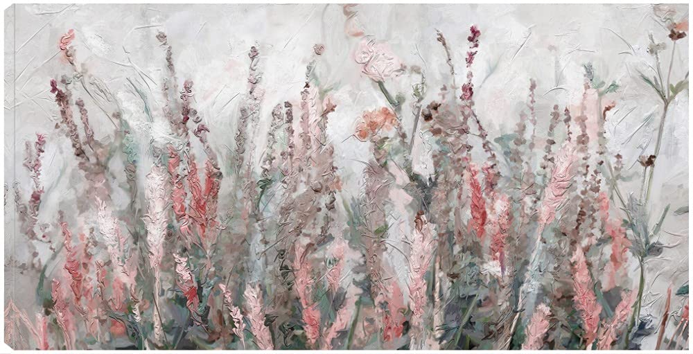 Summer Breeze Floral Canvas Wall Art - 40x21 Inch Hand-Painted Flower Painting for Bathroom & Living Room Decor | Modern Home Artwork for Bedroom, Office & Gift Ideas