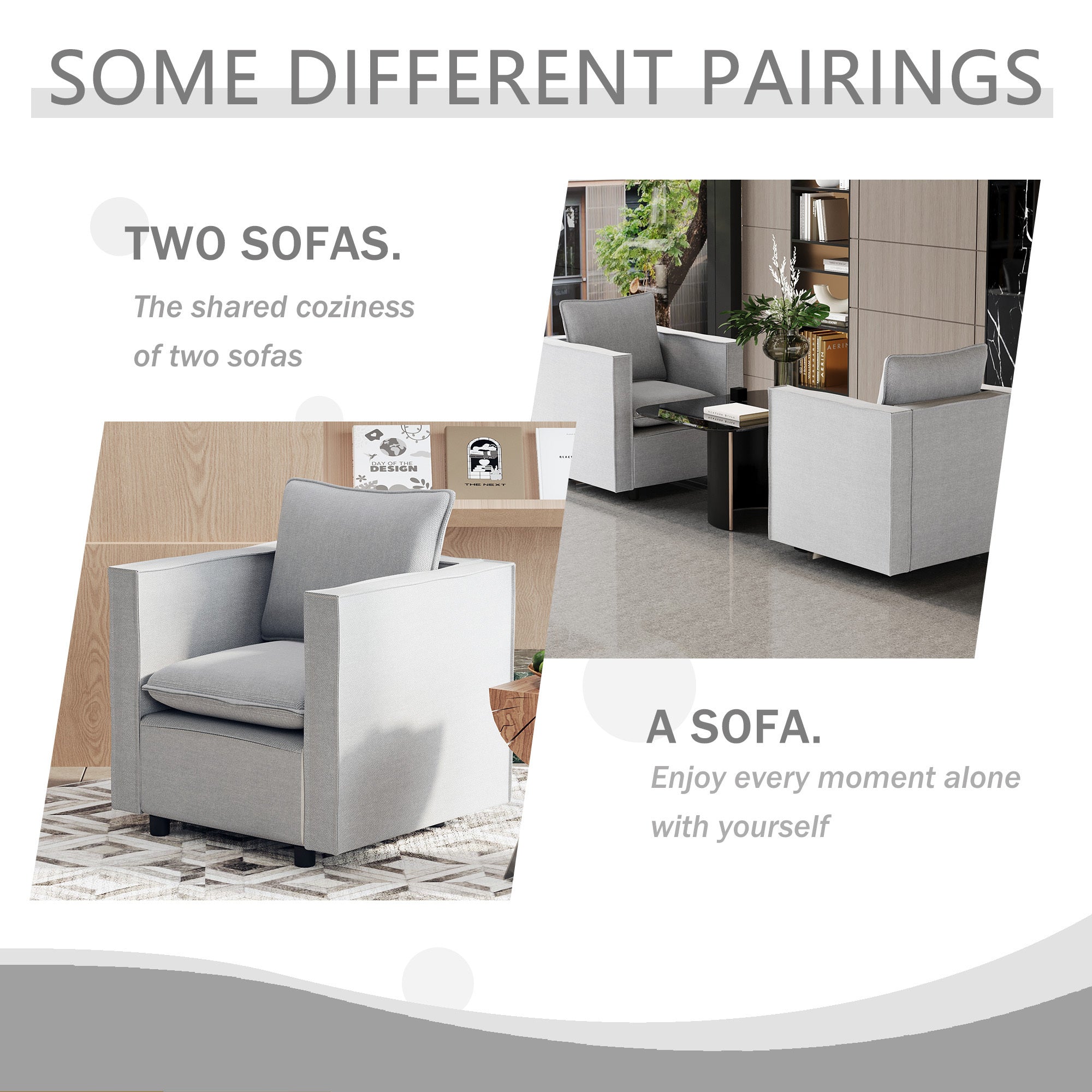 Modern Gray Single Sofa Chair - Soft Breathable Seat Cushion & Comfortable Armchair for Bedroom, Living Room Corner, or Reading Nook - Decorative & Cozy Home Furniture