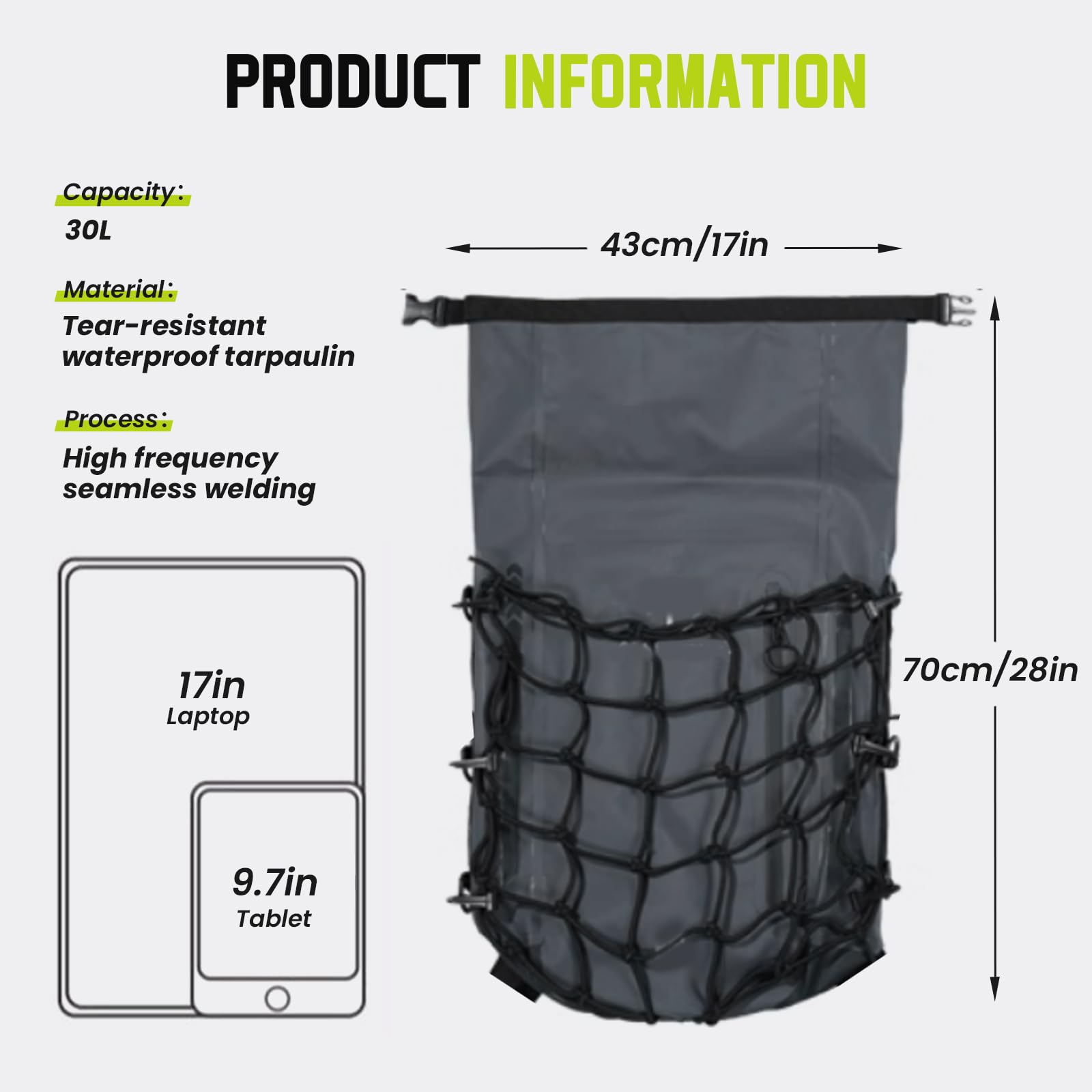 Waterproof 30L Motorcycle Backpack for Men - Large Capacity Travel & Laptop Rucksack with Helmet Strap - Ideal for Commuting, Road Trips & Adventure Riding