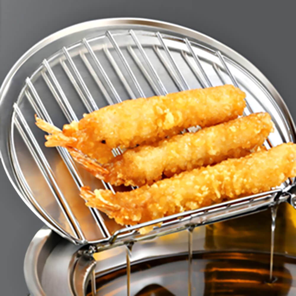 Premium Emilio Stainless Steel Deep Fry Pot - 5QT Heavy Duty Frying Pan with Lid for Home & Restaurant Use - Perfect for Chicken, Fish, French Fries & Donuts