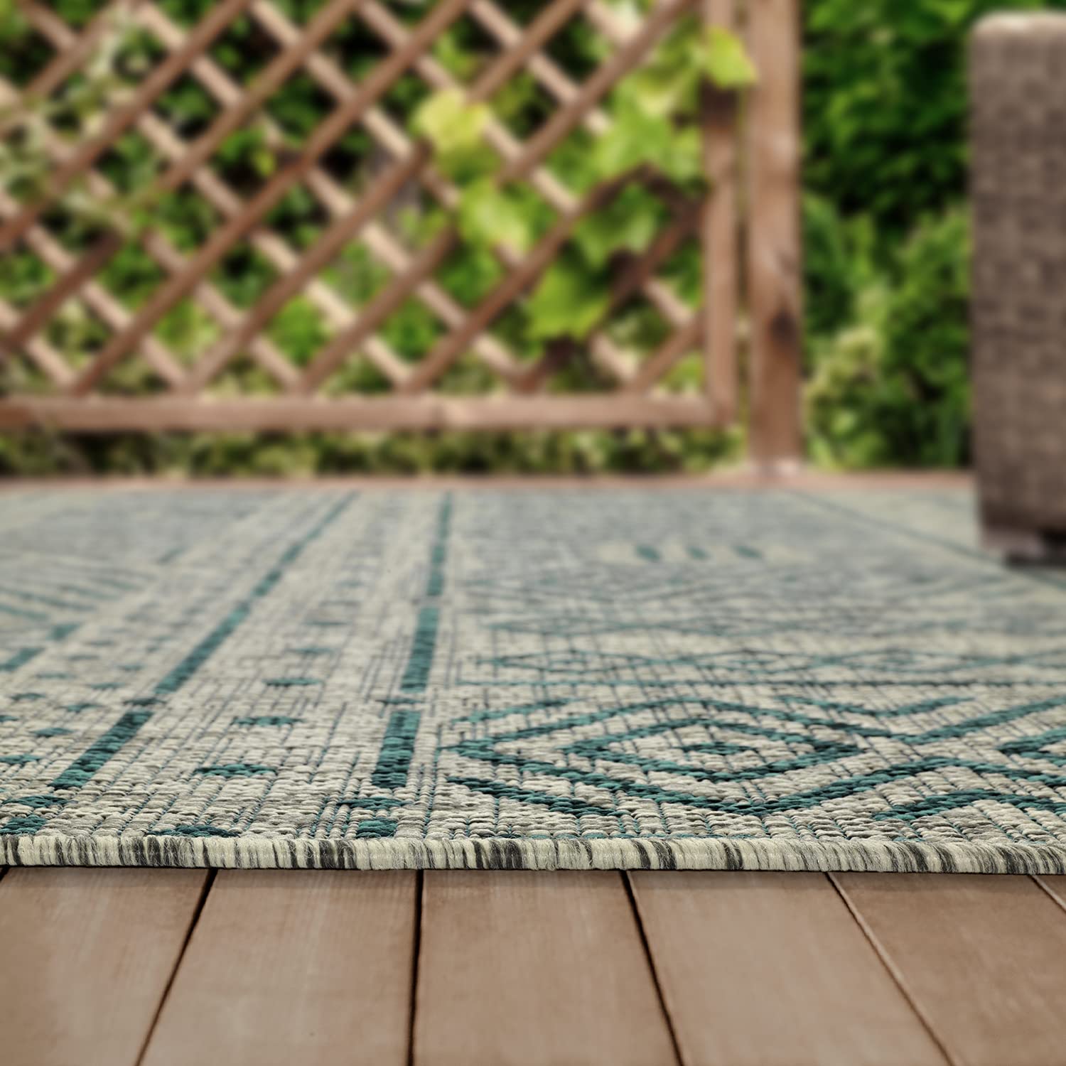Antep Rugs 8x10 Bohemian Southwest Area Rug for Patio, Outdoor & Indoor Use - Green (7'10
