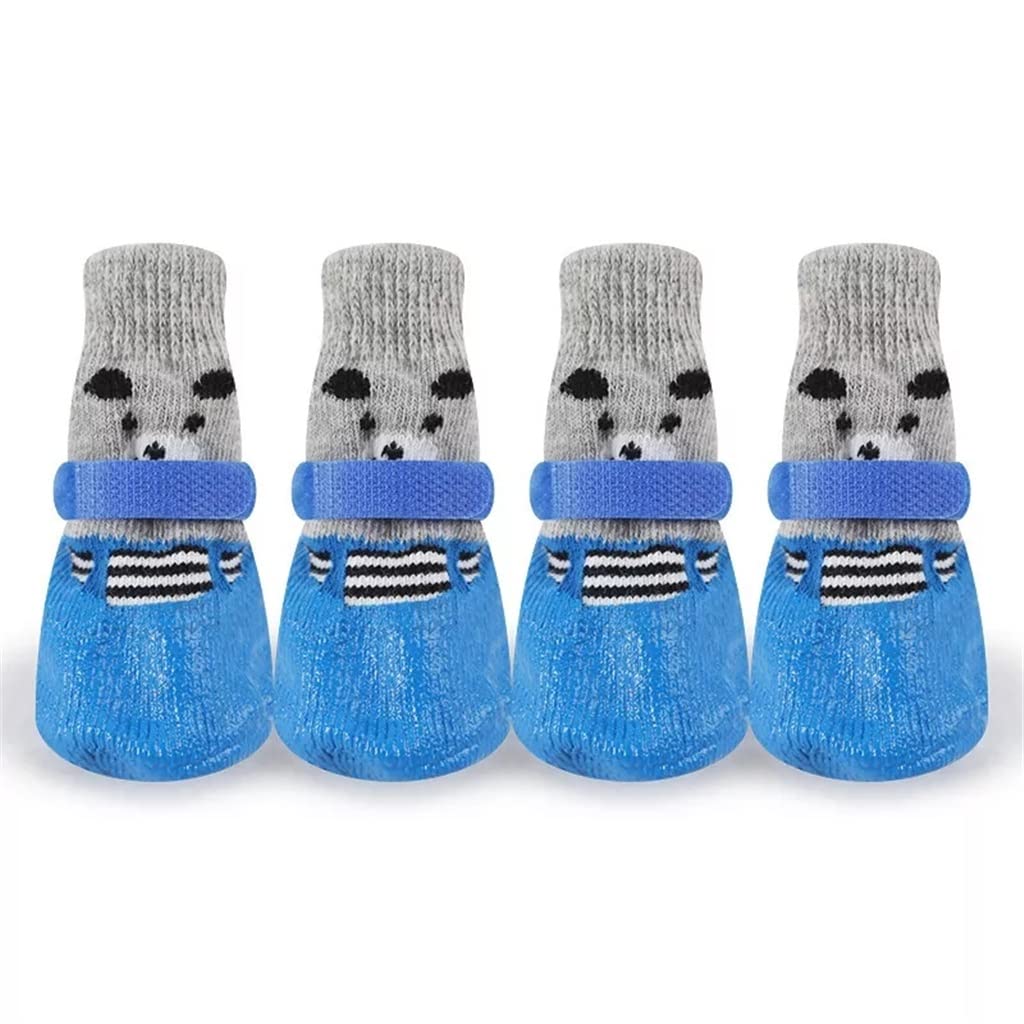 Waterproof Non-Slip Dog Boots 4-Pack - Cute Cotton Rubber Pet Shoes for Rain & Snow - Puppy & Cat Boots for Outdoor Walking (Blue, Size M) - Perfect for Hiking, Winter Protection & Paw Safety