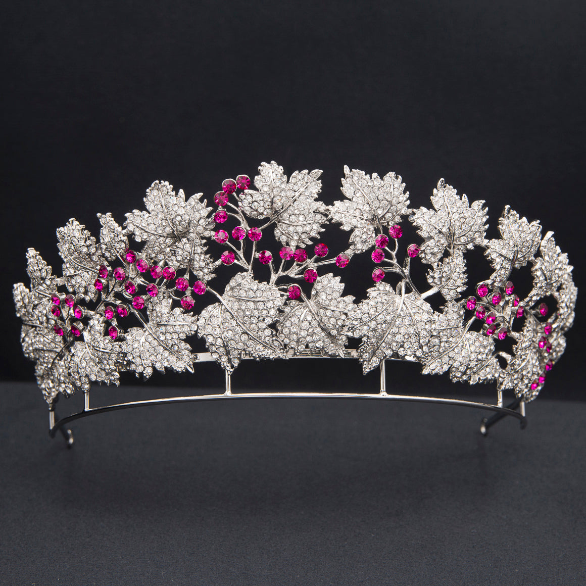 Exquisite Silver Danish Royal Ruby Tiara with Crystals - Elegant Princess Mary Crown for Women (HG129SIL) | Perfect for Weddings, Pageants, and Royal-Themed Parties