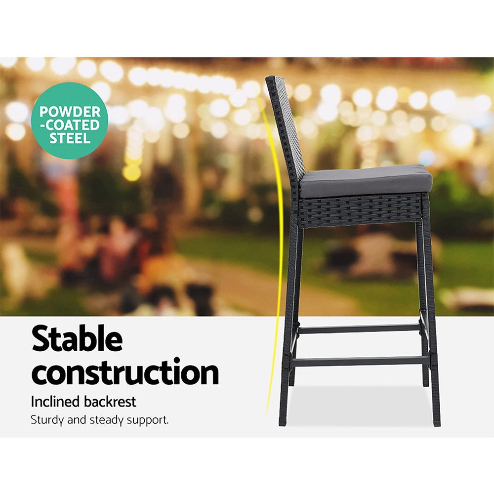 5-Piece Outdoor Bar Set - Rattan Wicker Patio Dining Chairs & Table with Stools for Backyard, Garden, Poolside or Deck Entertainment