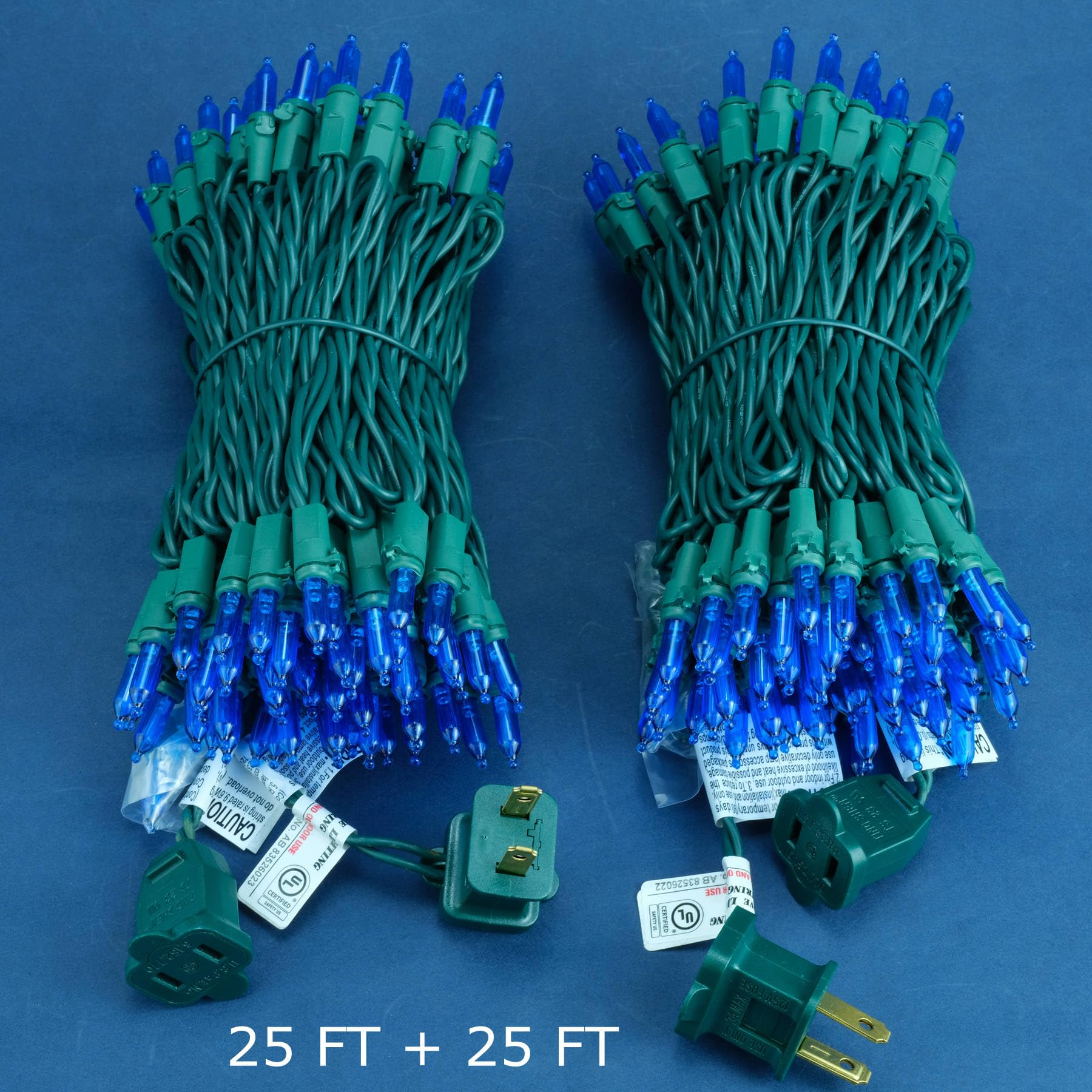 Blue LED Christmas Lights 200 Count (2 Pack) - 25 ft 100 LED Green Wire Mini String Lights for Indoor Outdoor Holiday Decorations, Christmas Tree, Party, Wedding & Home Decor