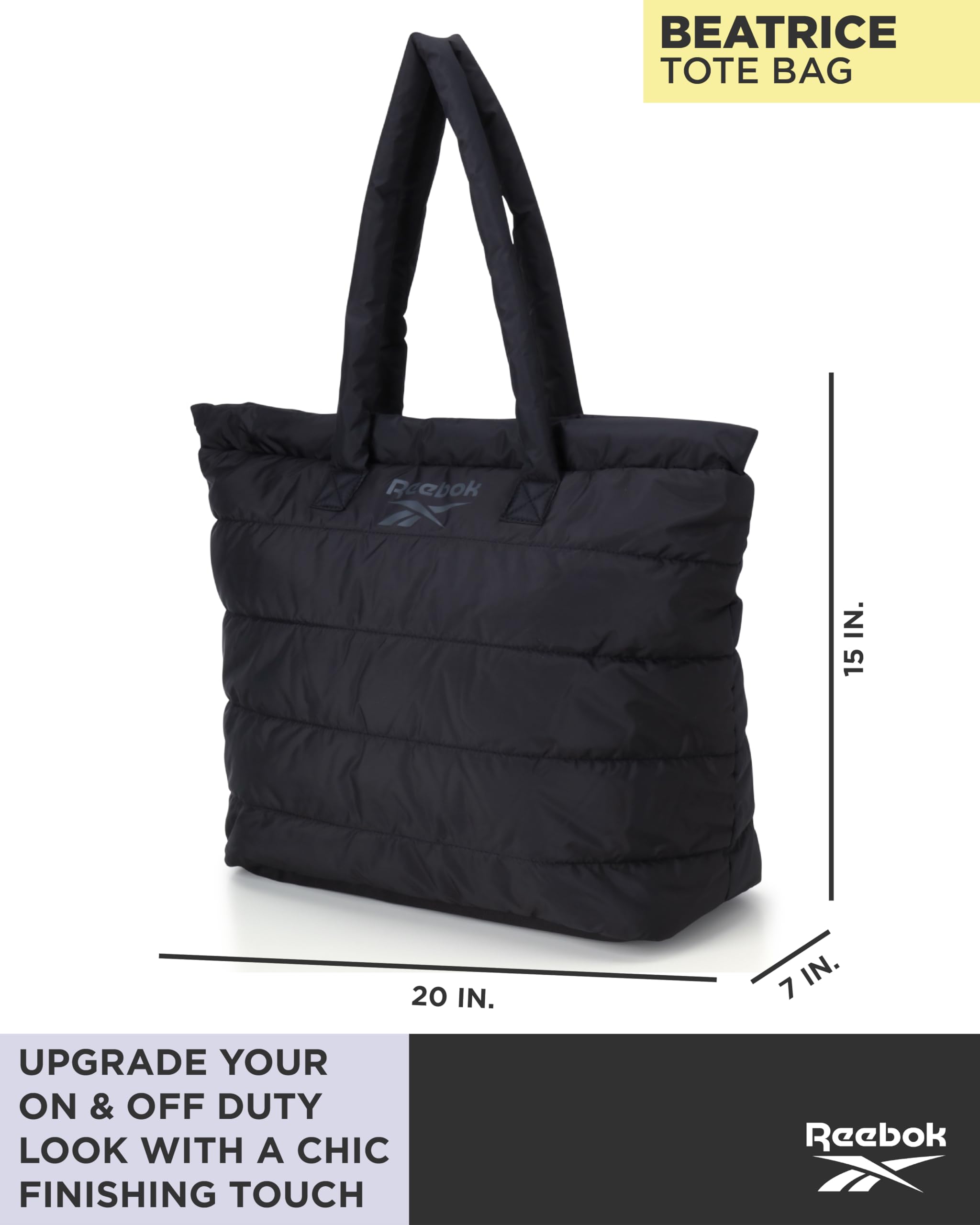 Reebok Women's Gym Tote Bag - Lightweight Sports Shoulder Bag with Zipper Closure - Perfect for Workout, Yoga, Travel & Daily Use