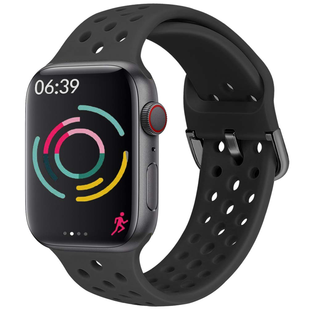 Hisri Compatible with Apple Watch Band 49mm 45mm 41mm 44mm 40mm 42mm 38mm - Sport Breathable Waterproof Soft Silicone Replacement Strap for iWatch Ultra SE Series 8 7 6 5 4 3 2 1 - Perfect for Running, Swimming & Everyday Wear (Men & Women)