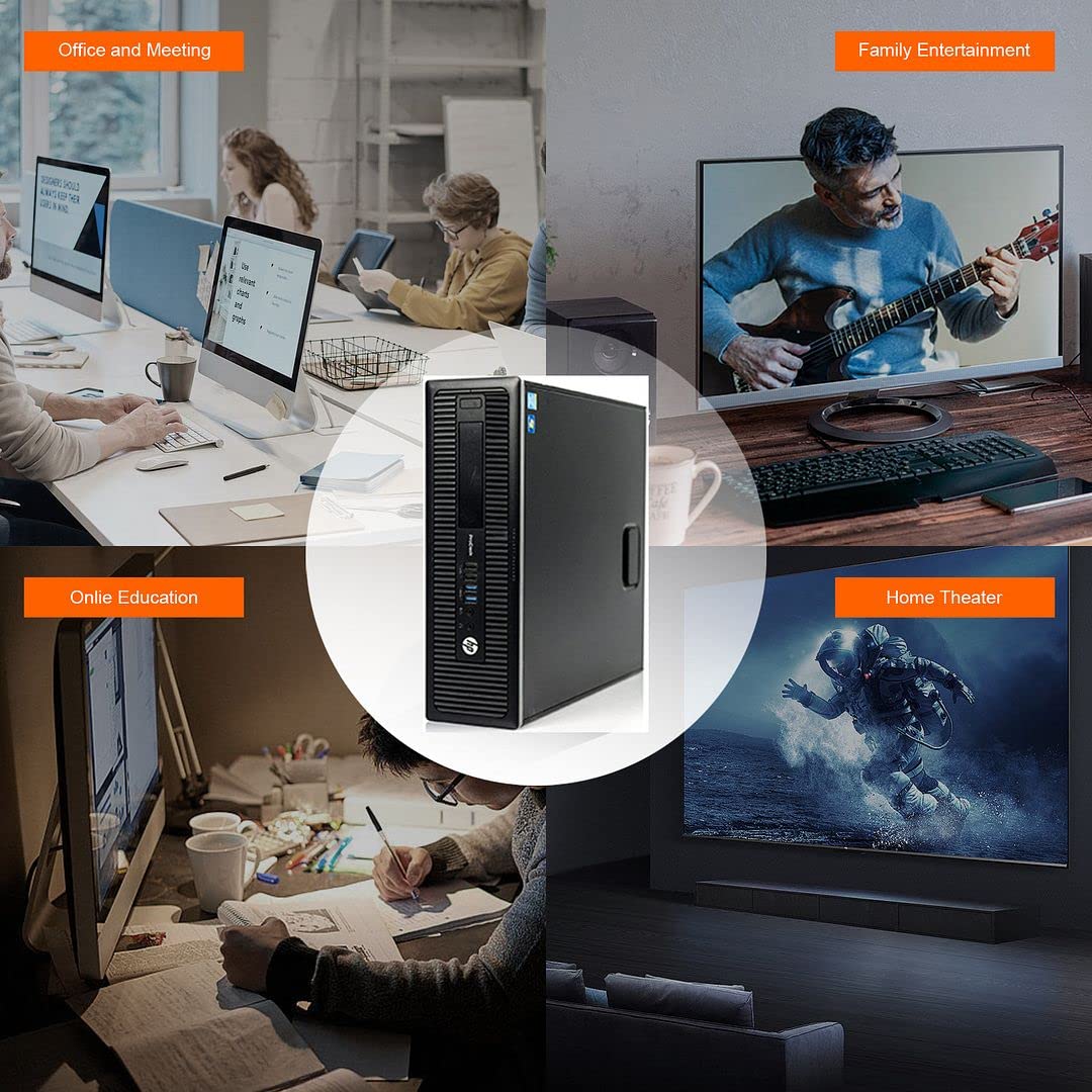 Refurbished HP EliteDesk 800 G1 SFF Desktop PC - Intel Core i7, 16GB RAM, 256GB SSD, Windows 10 Pro | Business Computer with DVD, HDMI, WiFi, Bluetooth | Includes Wireless Keyboard & Mouse + Mouse Pad | Perfect for Office Work, Home Use & Gaming (Renewed)