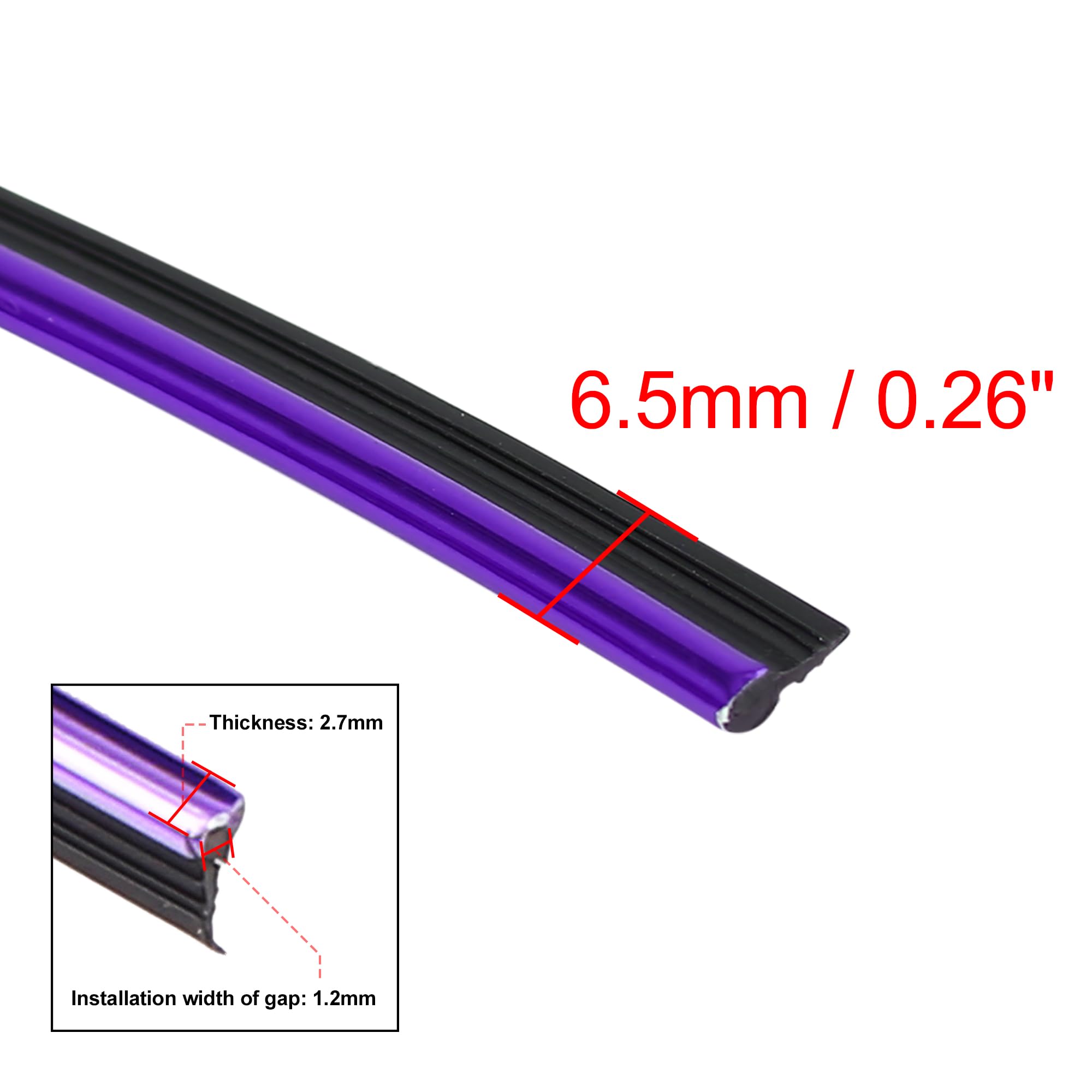 X AUTOHAUX 5m Purple Chrome Car Interior Trim Strip - Decorative Gap Cover for Door & Window - Enhance Vehicle Aesthetics (Perfect for Car Shows, Custom Interiors & DIY Auto Upgrades)