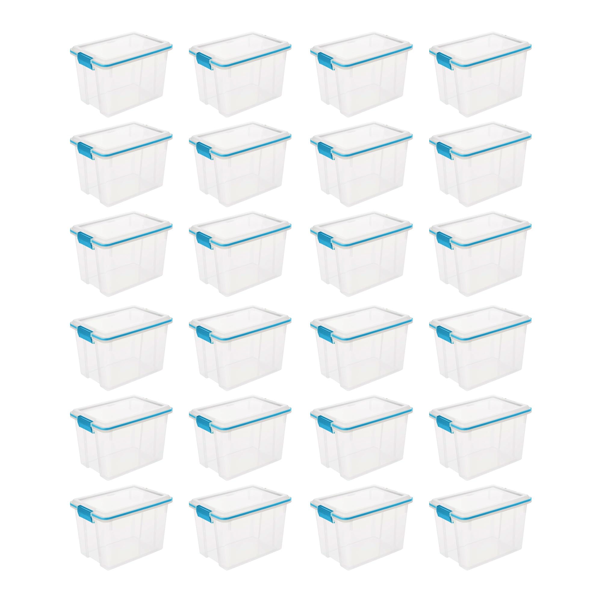 Sterilite 24-Pack 20 Quart Clear Plastic Storage Bins with Secure Latching Lids - Airtight Weatherproof Containers for Home Organization, Garage, Basement & Outdoor Use