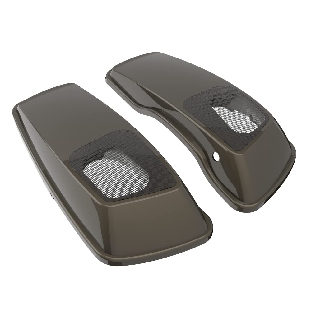 Advanblack River Rock Gray 6X9 Cutout Grills Saddlebag Speaker Lids for 2014+ Harley Davidson Touring Bikes - Premium Motorcycle Audio Upgrade for Road Trips & Cruising