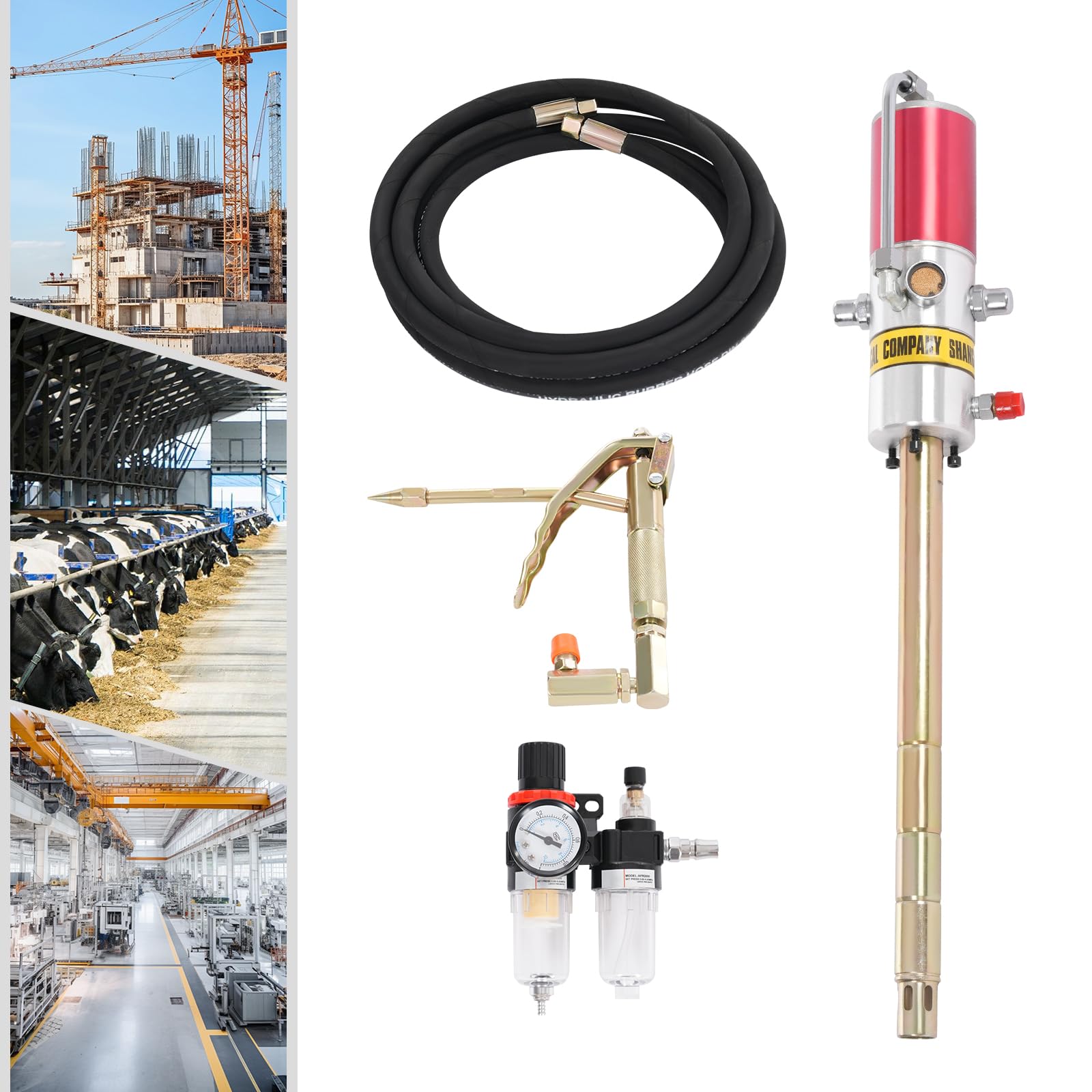 LYNICESHOP 50:1 Air Operated Pneumatic Oil Transfer Pump - Heavy Duty 35mm Drum Pump for 30-40MPa High Pressure Grease & Oil Transfer - Ideal for Automotive, Industrial & Marine Applications