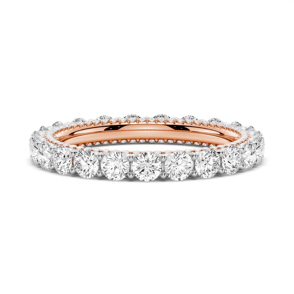 Two Tone Moissanite Wedding Band With Hidden Pave - Elegant Stackable Ring for Women, Perfect for Bridal, Anniversary & Engagement Jewelry Gifts