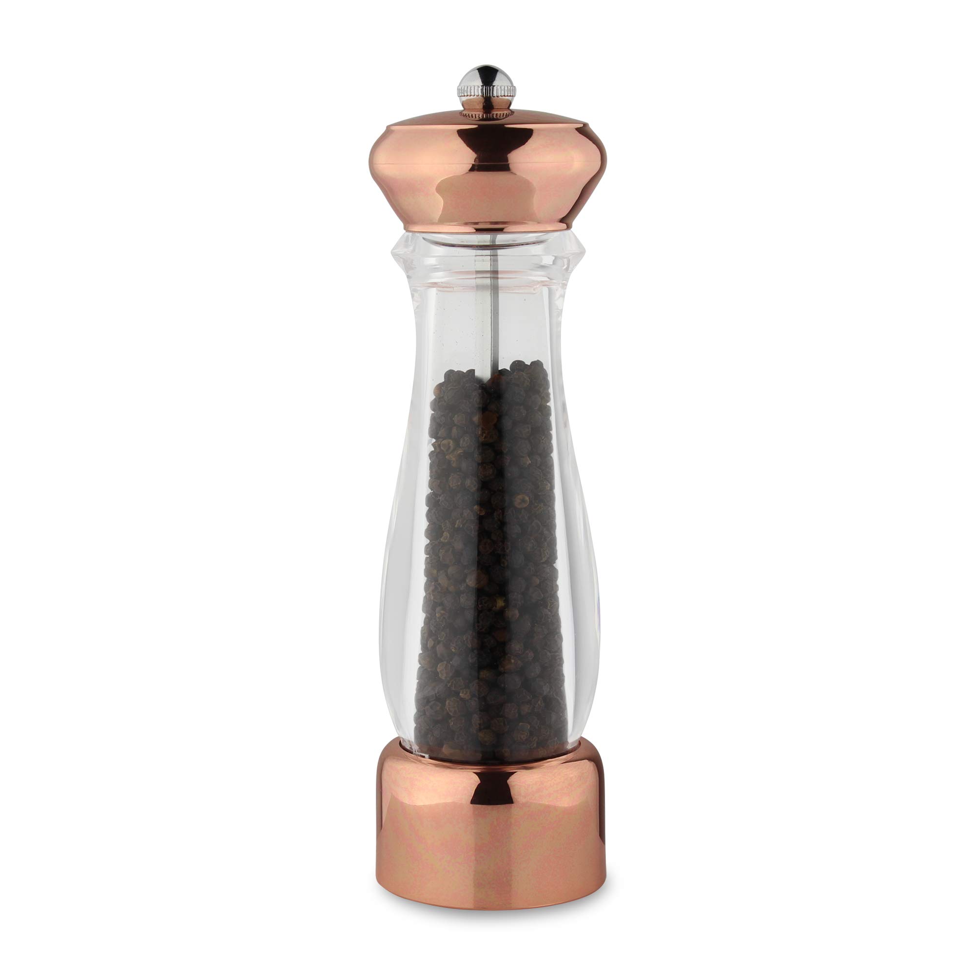 Premium Copper Salt and Pepper Grinder Set - 21cm Adjustable Ceramic Mill for Fresh Seasoning - Perfect for Kitchen, Dining Table, and Gourmet Cooking