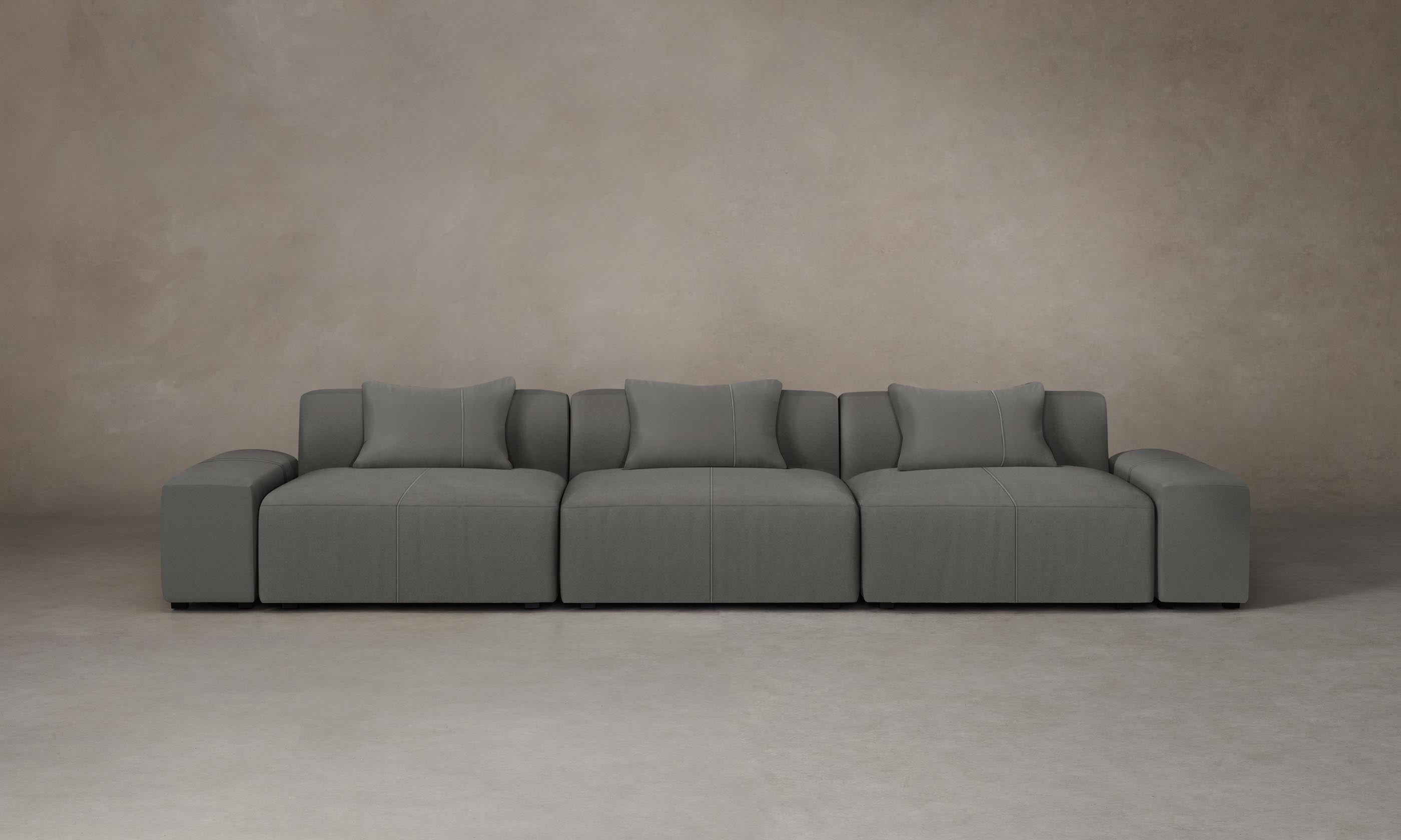 The Breuer Modular Sectional Sofa - Genuine Pebbled Leather in Ash Gray | Perfect for Living Room, Home Theater & Lounge Spaces