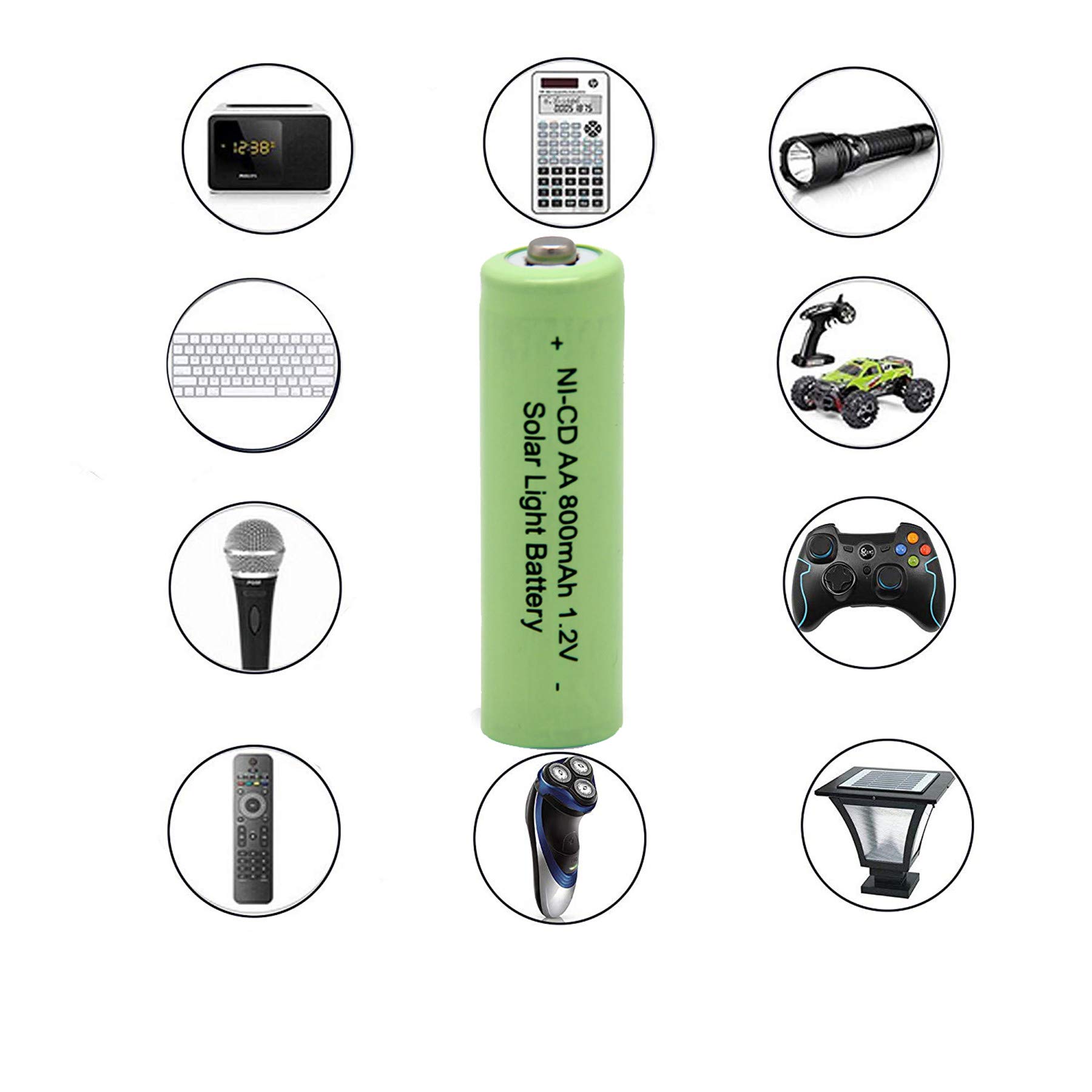 XUNTU QBLPOWER Ni-CD AA 800mAh 1.2V Rechargeable Batteries (16-Pack) for Solar Outdoor Lights, Garden & Lawn Lamps - Long Lasting Power for Solar Path Lights, Landscape Lighting & Yard Decorations