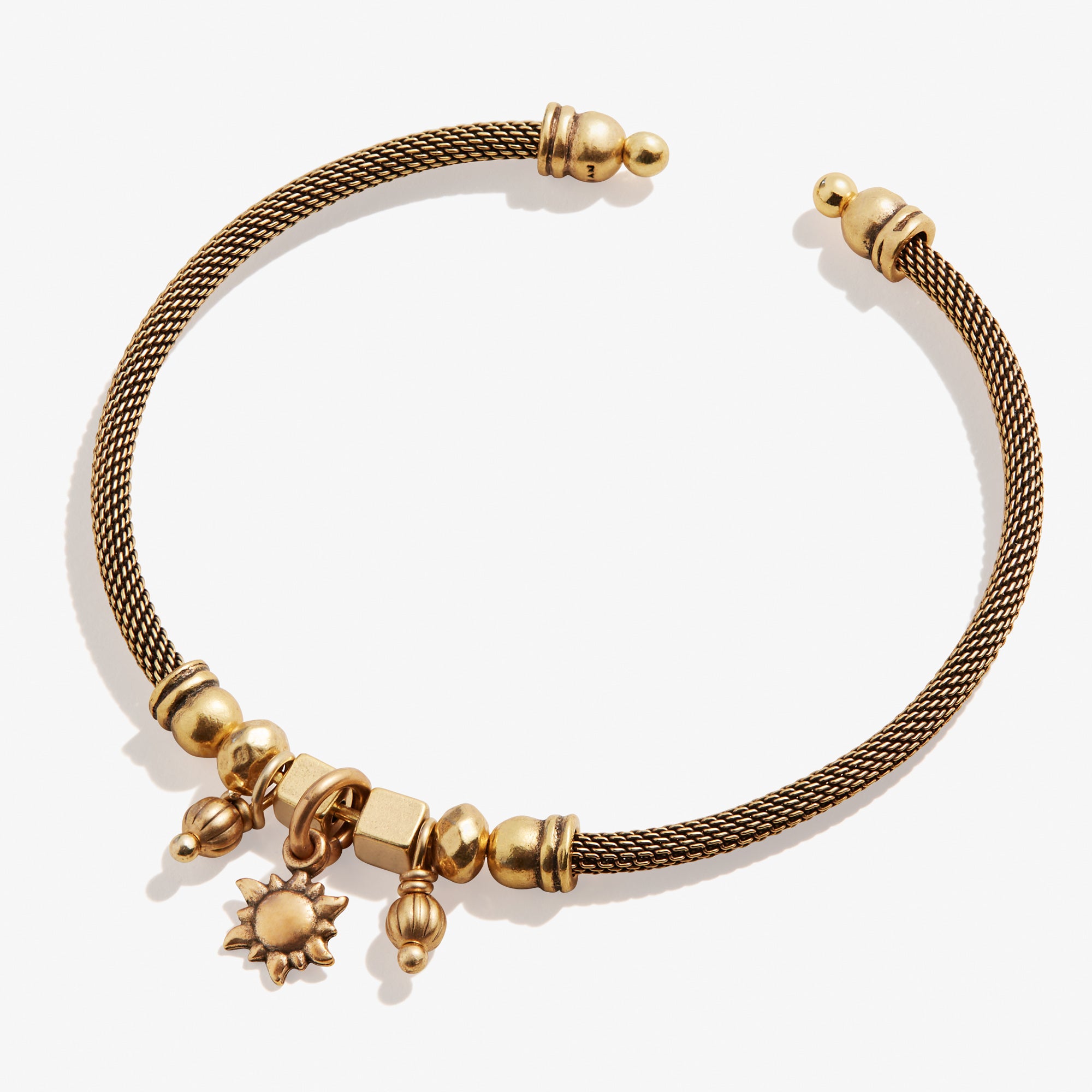 Energy Sun Multi Charm Mesh Cuff Bracelet - Boho Beaded Adjustable Wristband for Women - Perfect for Summer Festivals, Beach Parties & Boho Fashion Accessories