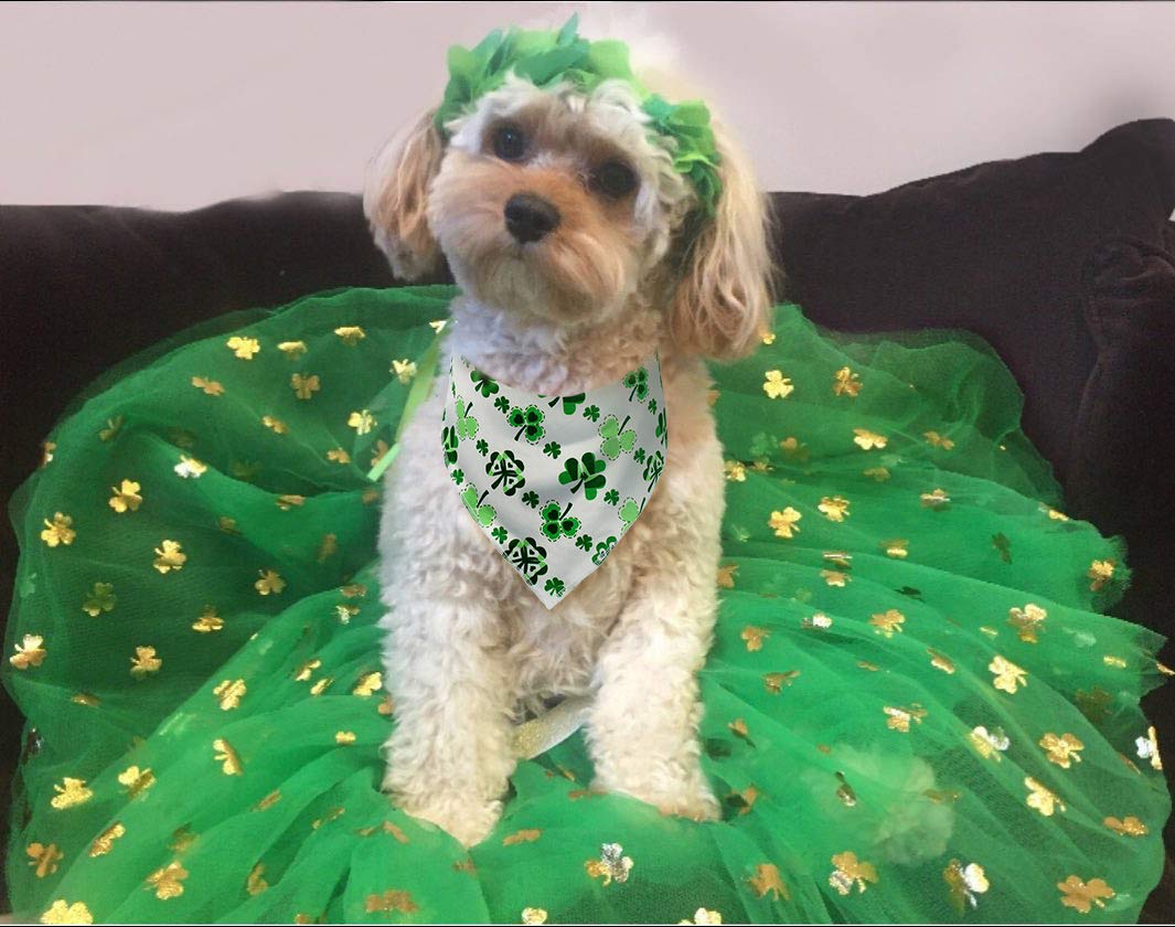 2 Pack St. Patrick's Day Dog Bandanas - Green Triangle Pet Bibs & Scarves for Small Medium Large Dogs - Perfect for St. Patty's Day Parties, Parades & Photo Shoots